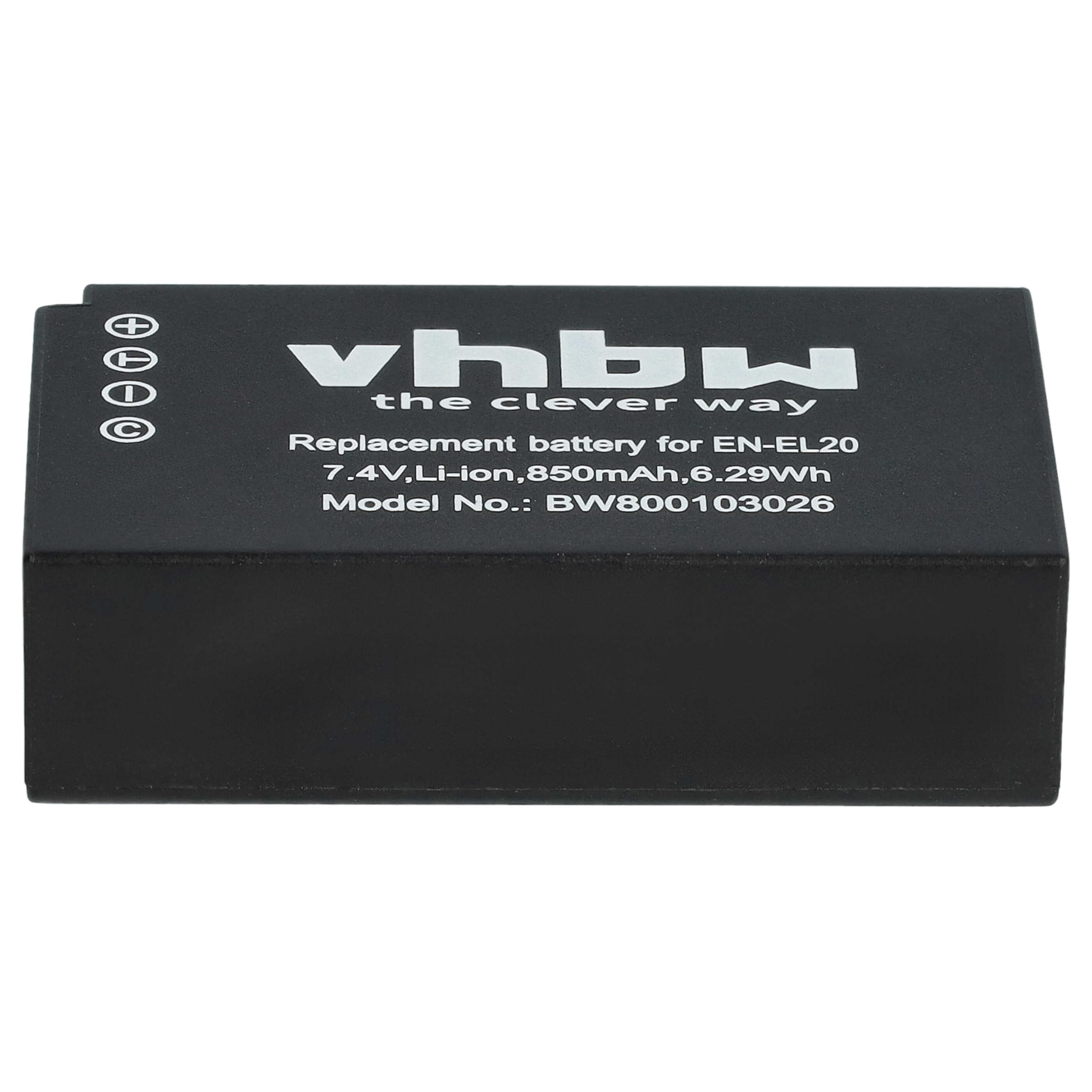 vhbw Batteria fotocamera Nikon EN-EL20 850mAh Li-Ion