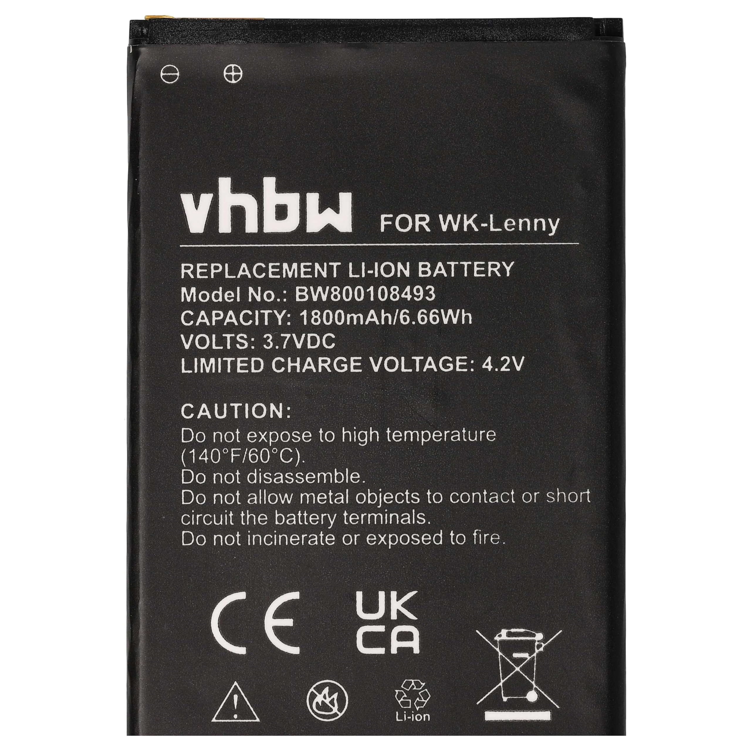 vhbw Batteria per Wiko Sunny 2 Plus smartphone 1800mAh Li-Ion