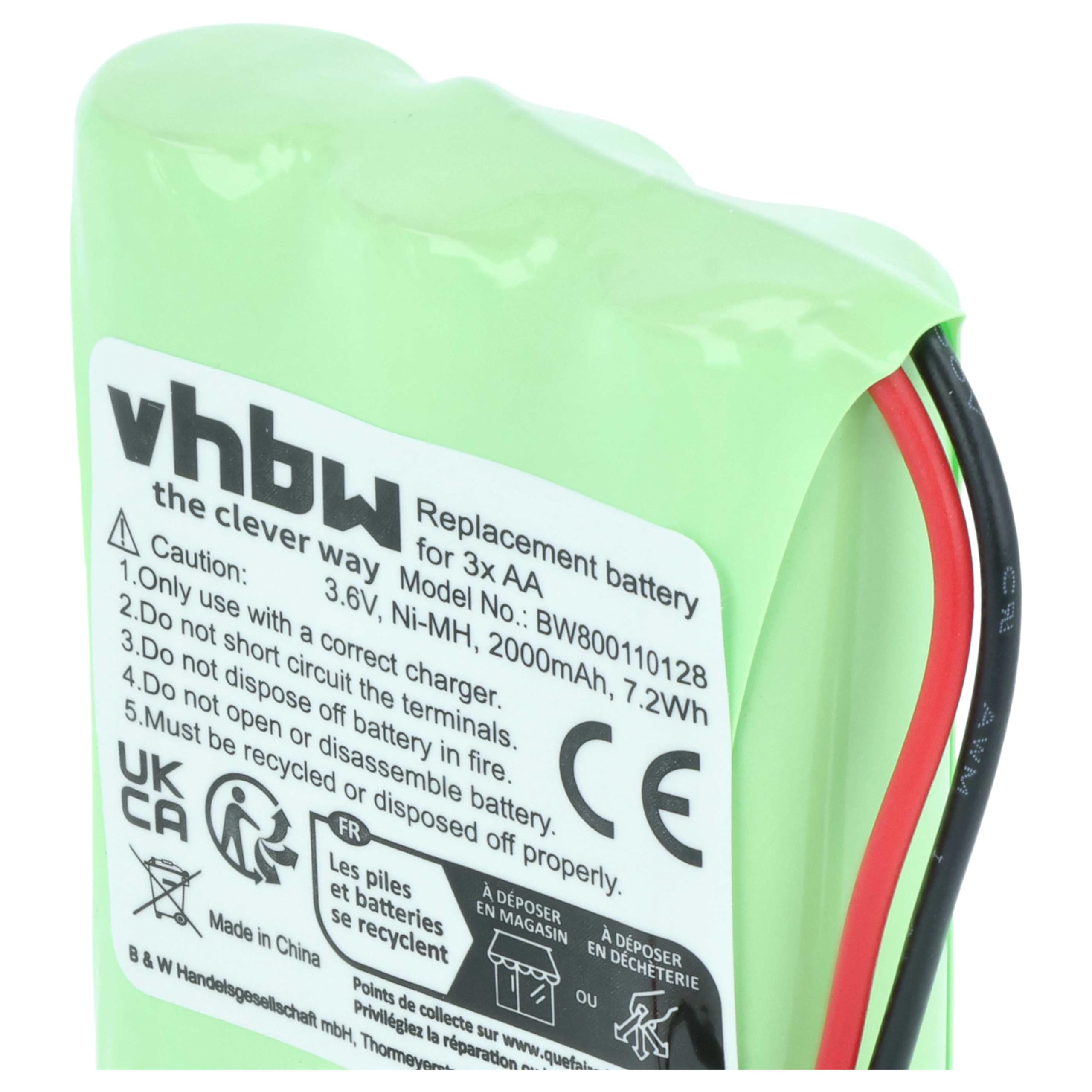 vhbw Batteria 3x AA 2000mAh 3,6V NiMH ricaricabile