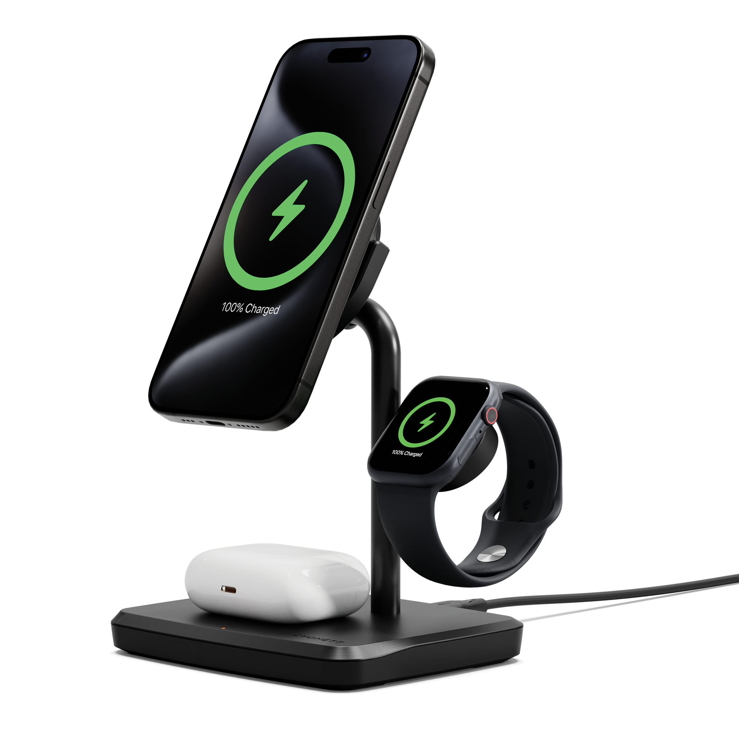 Cygnett ChargeBase Caricatore Wireless 3-in-1 Nero 15W