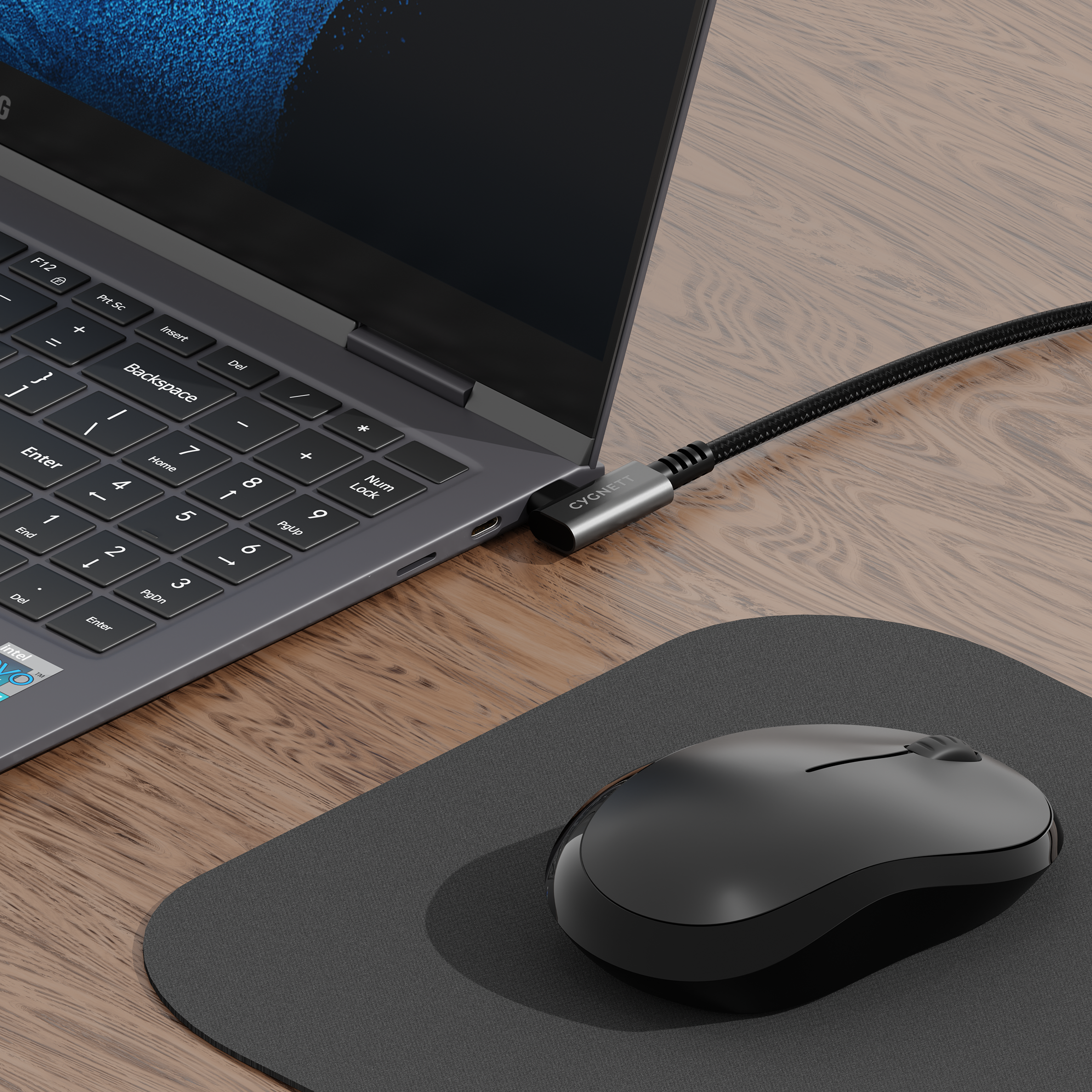 Cygnett Unite cavo USB-C angolo retto 1m 240W nero