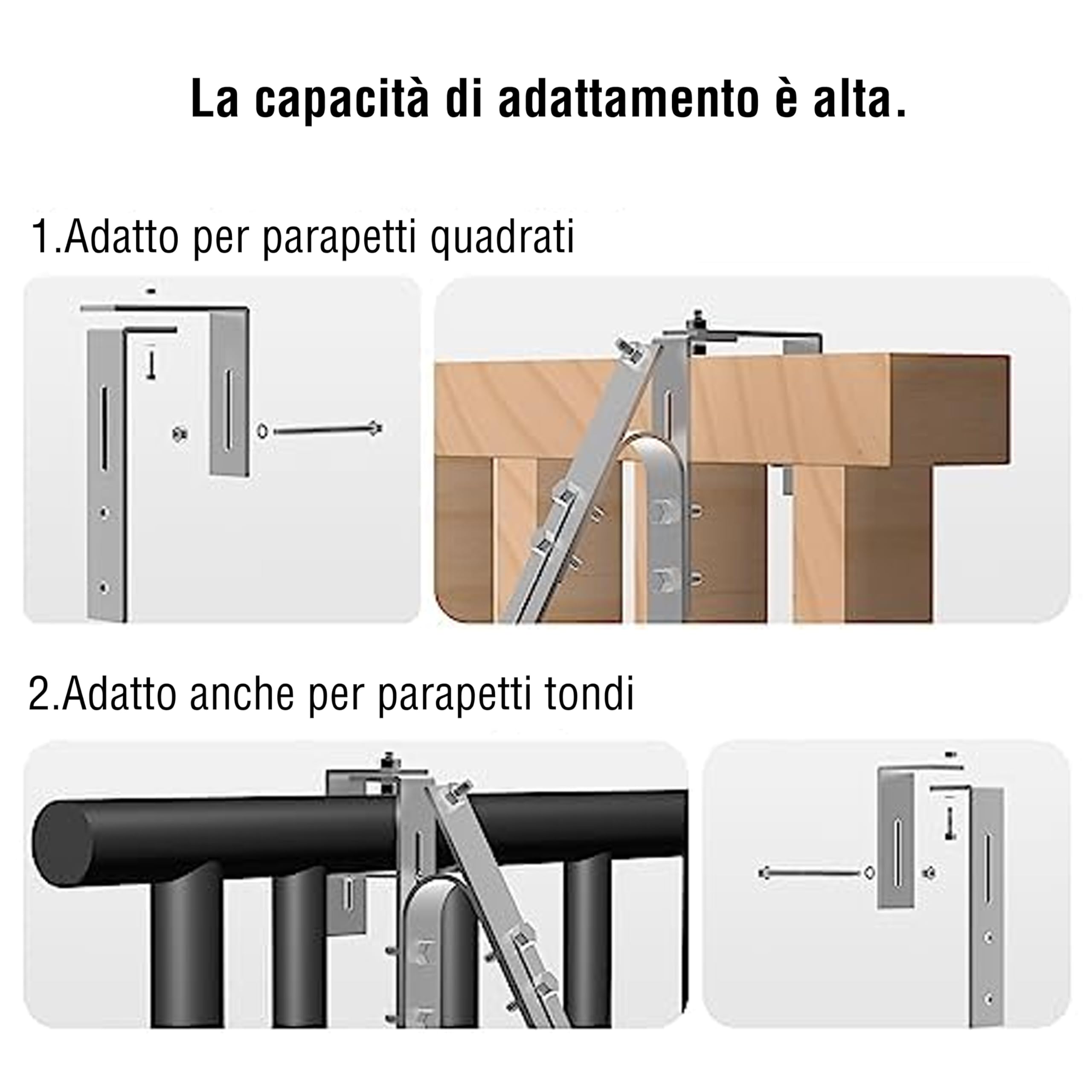 Leicke Supporto pannello solare balcone alluminio lungo