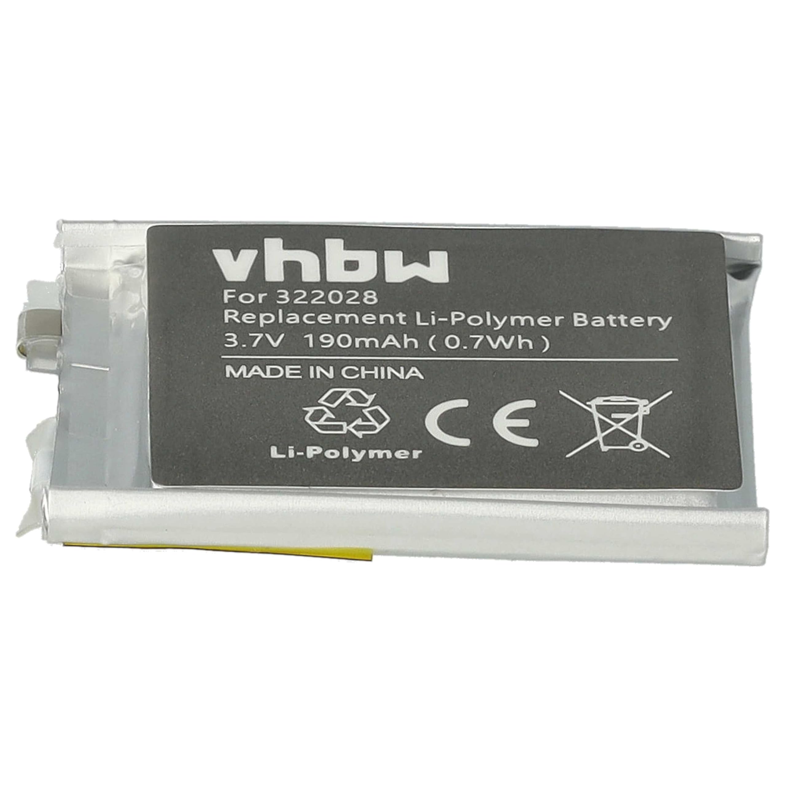 vhbw Batteria Smartwatch TomTom Golfer 1 190mAh Li-Poly