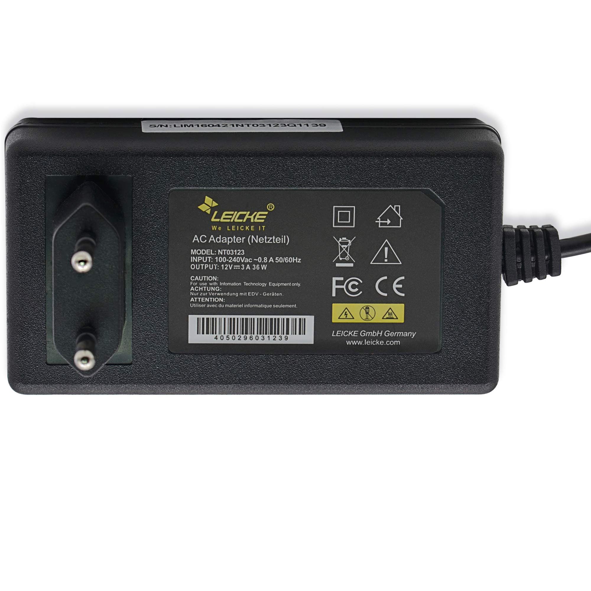 Leicke 12V 3A 36W Alimentatore 12V 3A per Router LED
