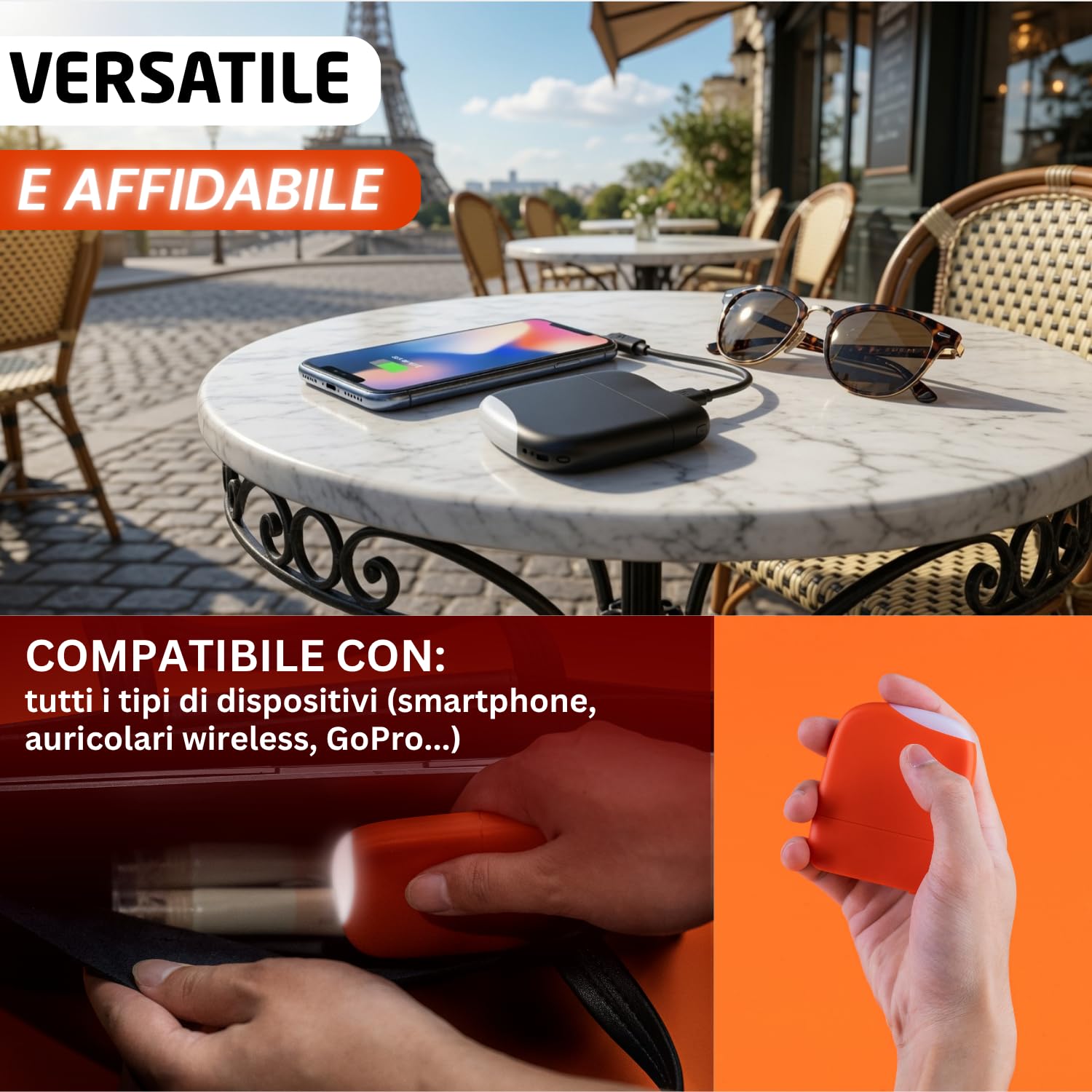 Xoopar Ice Power Bank 5000 mAh Arancione con Luce