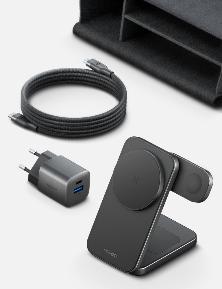 Energea Essential Kit caricatore muro Gunmetal con cavo