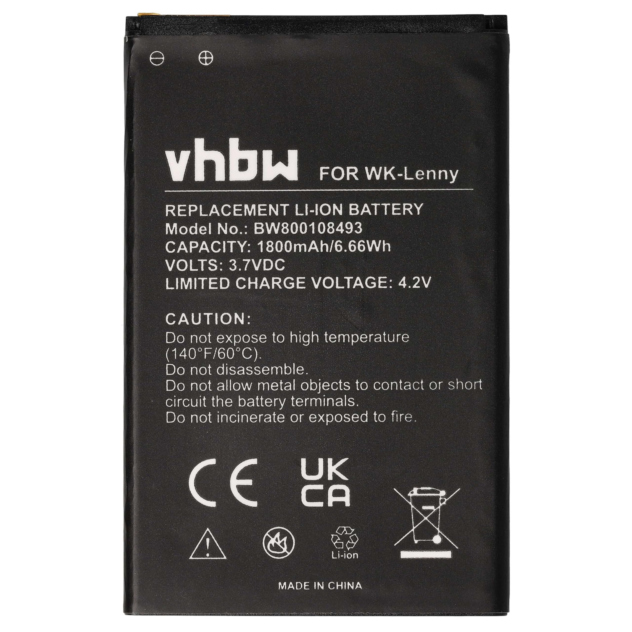 vhbw Batteria per Wiko Sunny 2 Plus smartphone 1800mAh Li-Ion