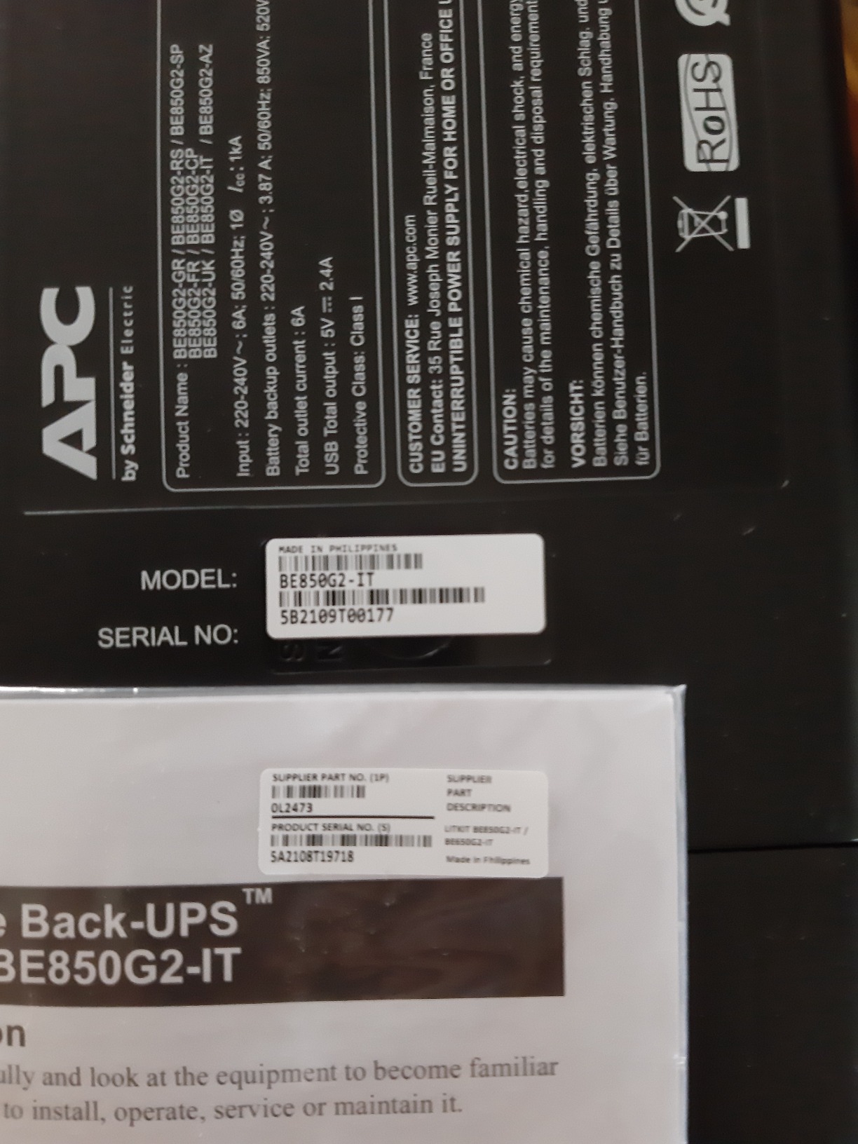 APC Back-UPS BE850G2-IT Gruppo Continuità 850VA 520W