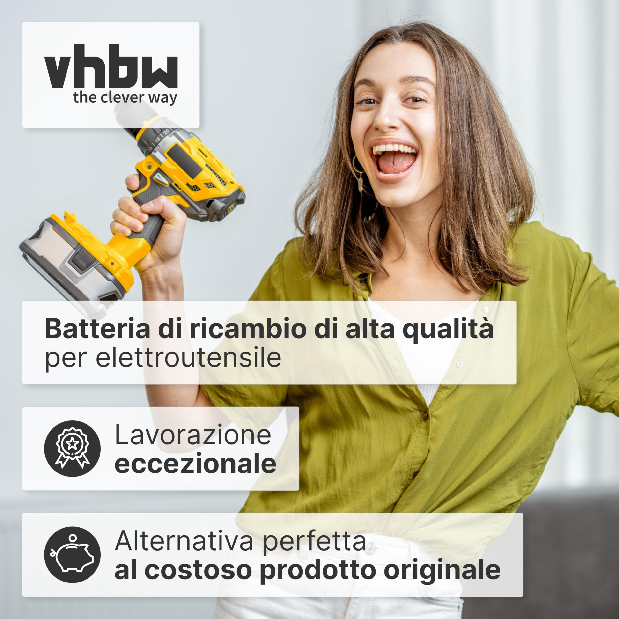 vhbw Batteria A9252 12V per Utensili NiMH 3000mAh 36Wh