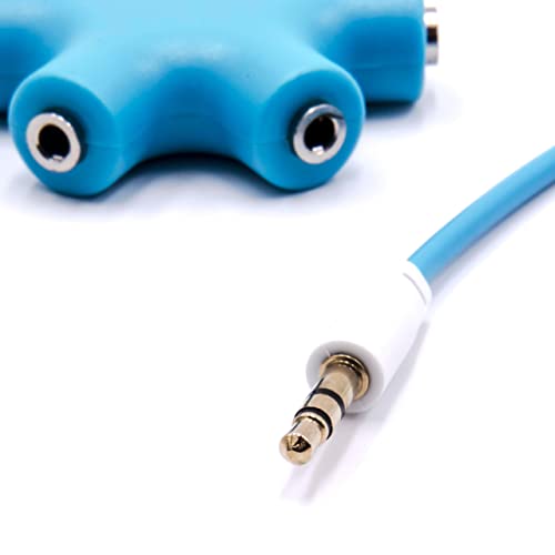 vhbw Splitter Audio 6 Uscite Jack 3,5 mm Blu