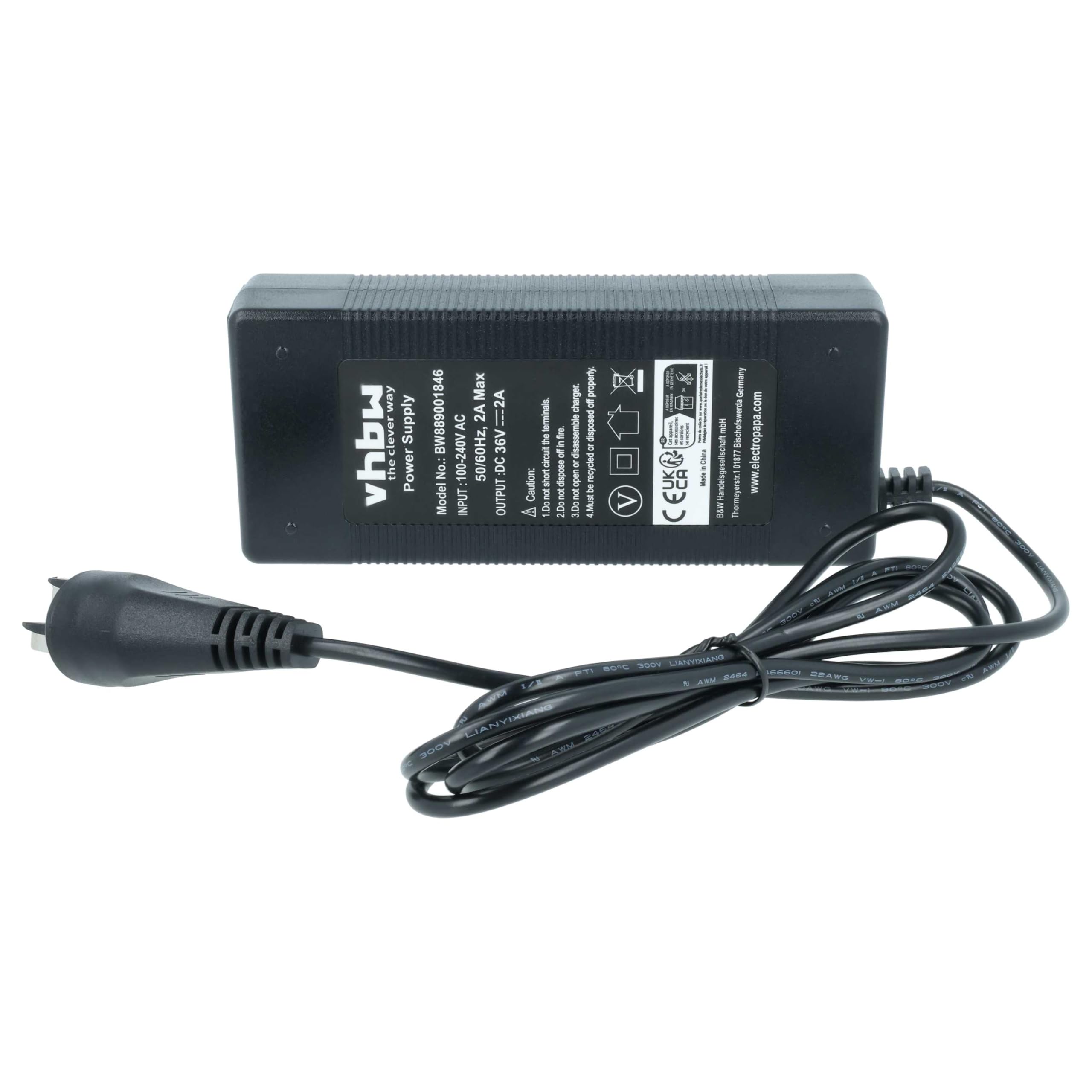 vhbw Caricabatterie per Bosch PowerPack 400 36V 2A 72W