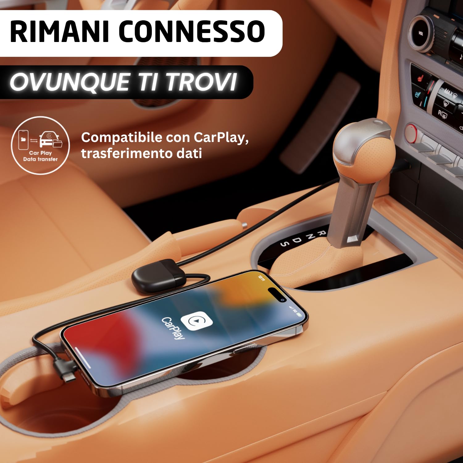 Xoopar ICE-C cavo USB 1m nero USB-C Lightning CarPlay