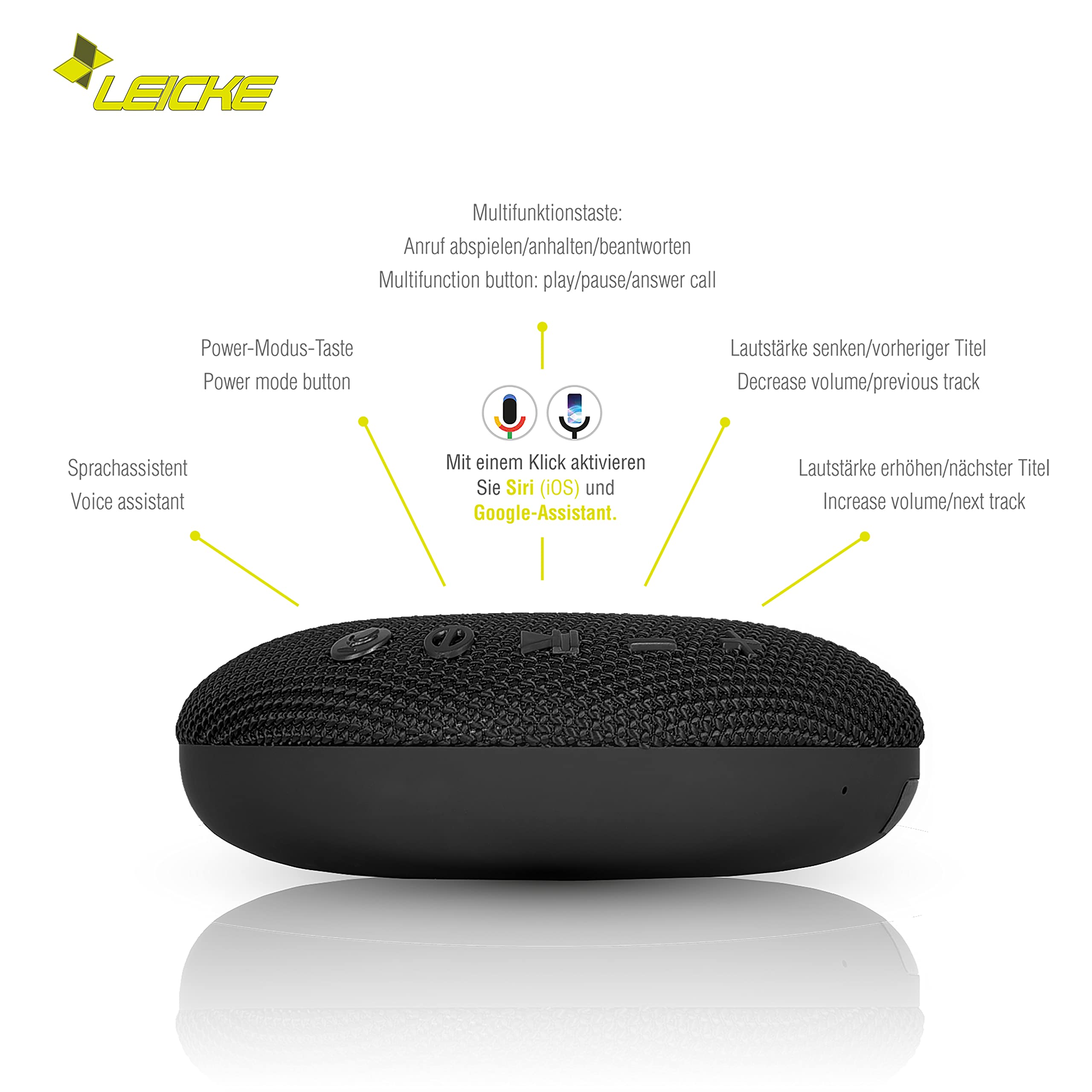Leicke DJ Roxxx Round cassa Bluetooth portatile IPX7 radio