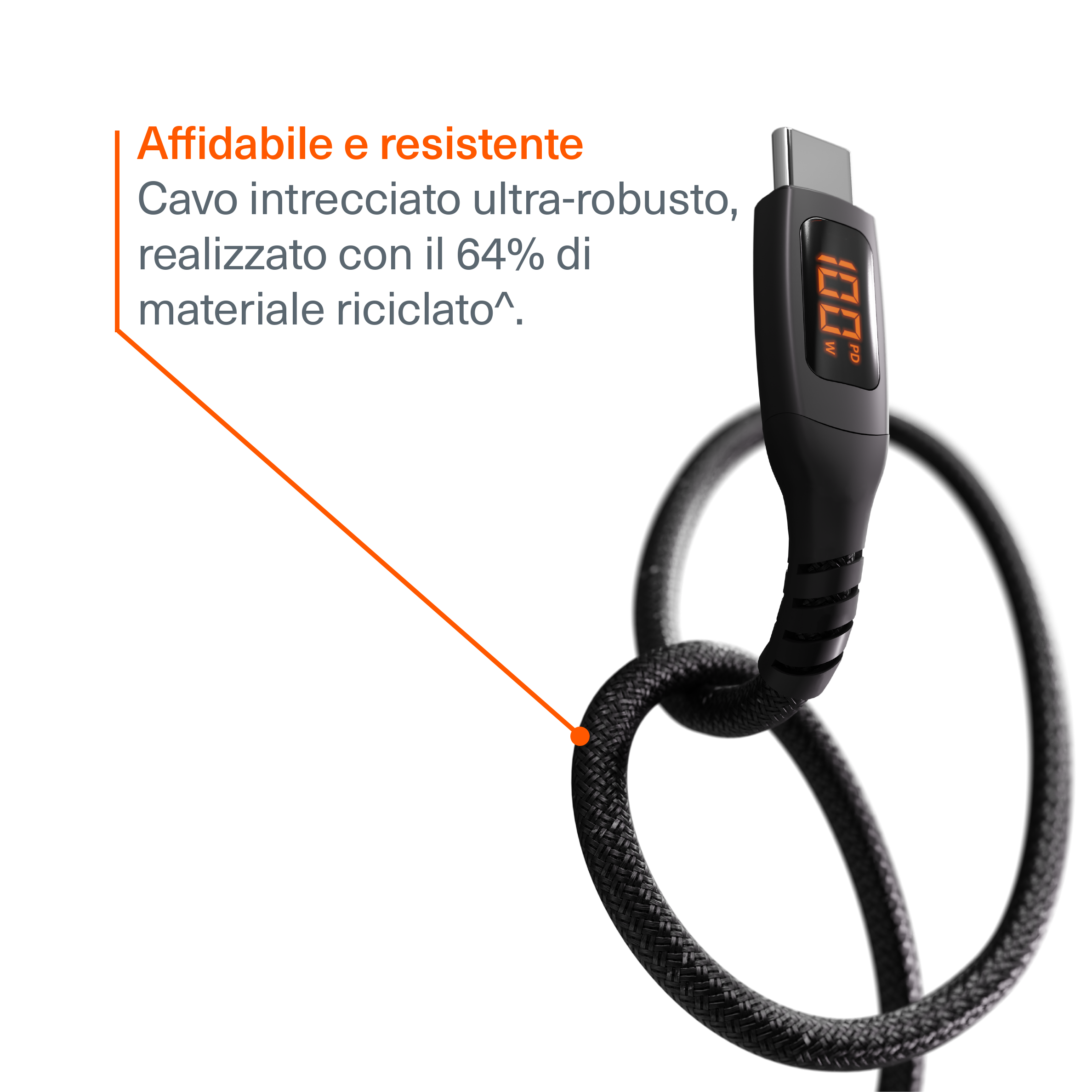 Cygnett Unite Cavo LED USB-C USB-C 100W 1m Nero