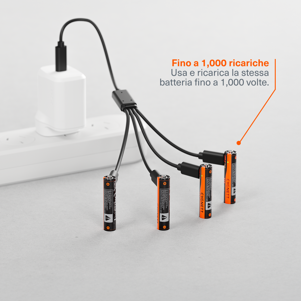 Cygnett Batterie Ricaricabili AAA USB-C 4 Pezzi 1,5V