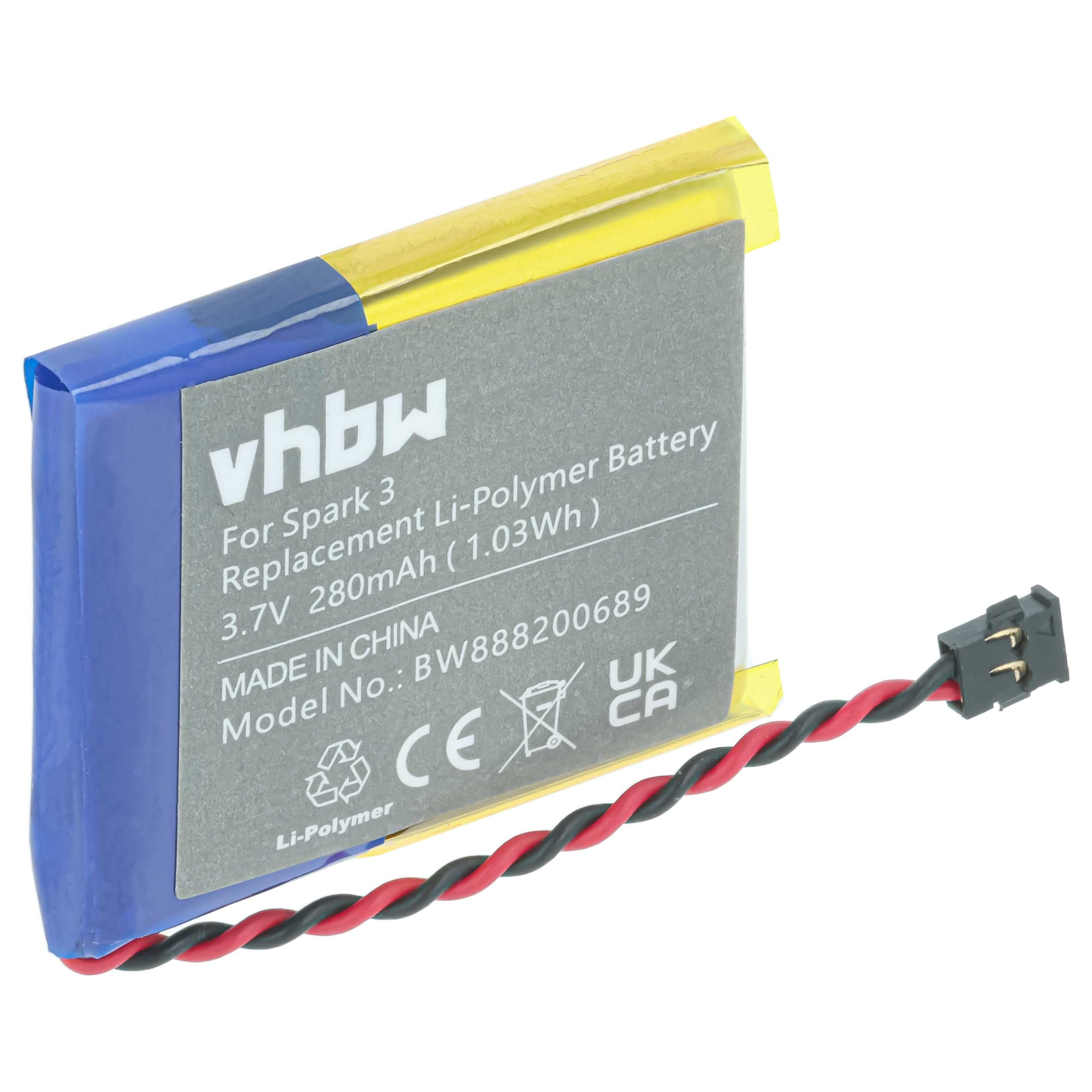 vhbw AHB332824HPS batteria smartwatch TomTom Runner 280mAh