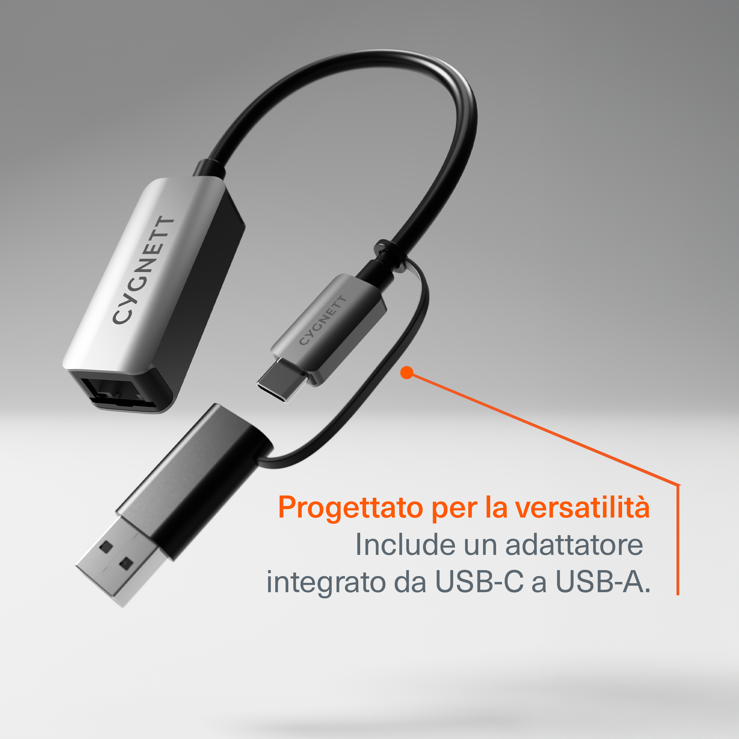 Cygnett adattatore Ethernet USB-C 2,5 Gbps hub