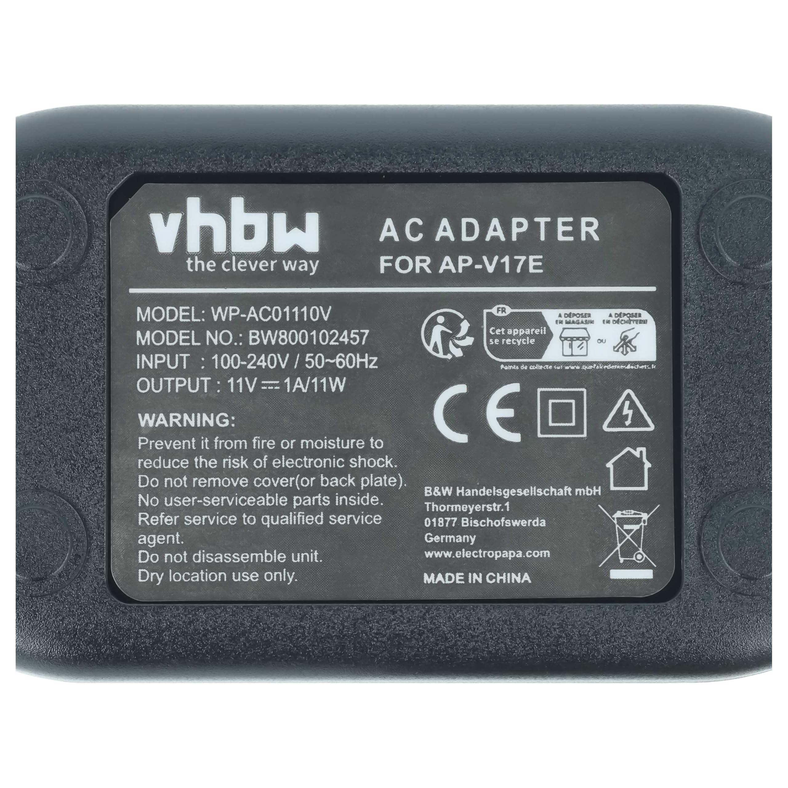 vhbw Alimentatore videocamera AP-V17 11V per JVC GR-D