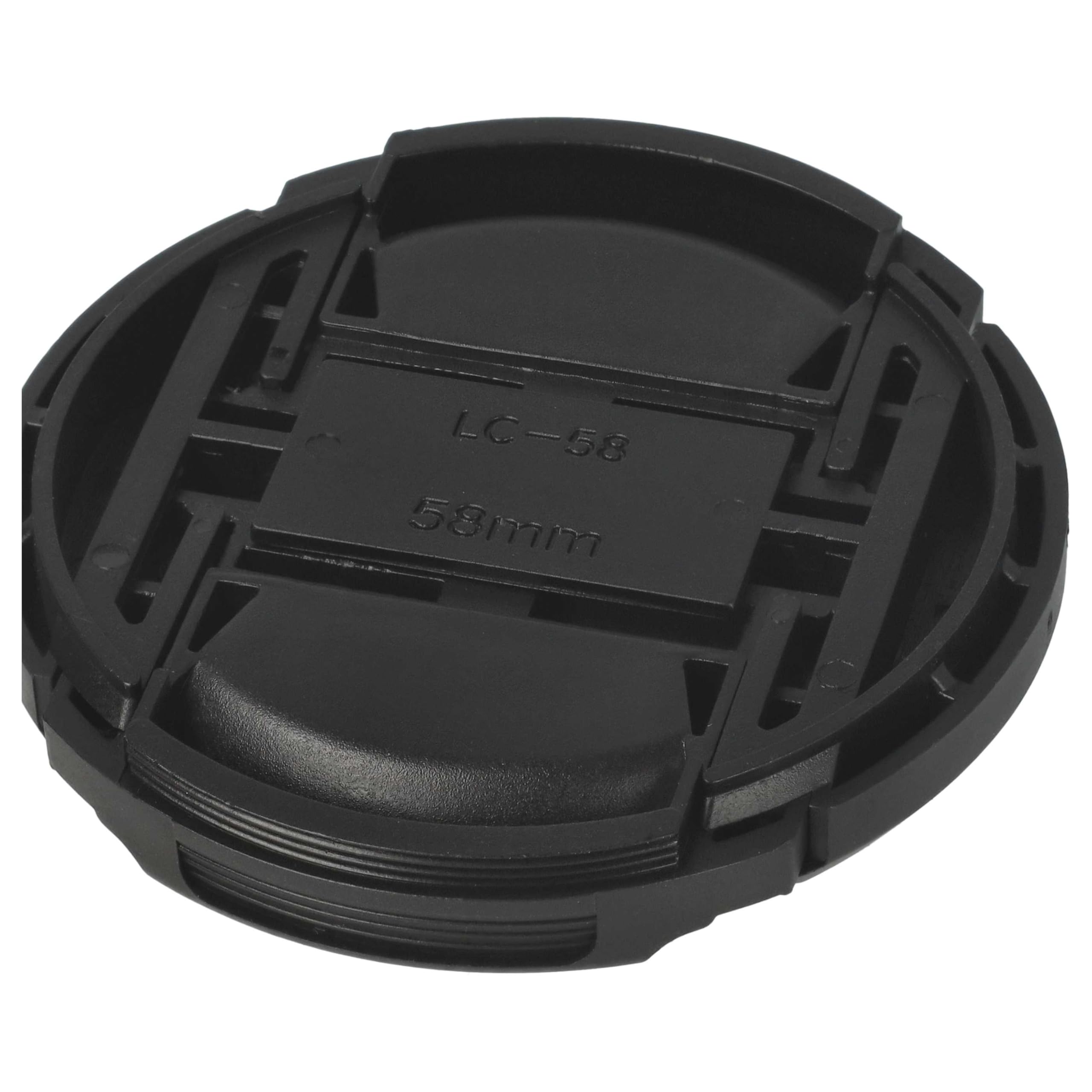 vhbw Copriobiettivo 58mm snap-on per fotocamera nero plastica