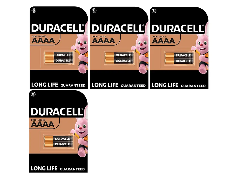 Duracell Pile AAAA Alcaline 8 Pezzi Lunga Durata
