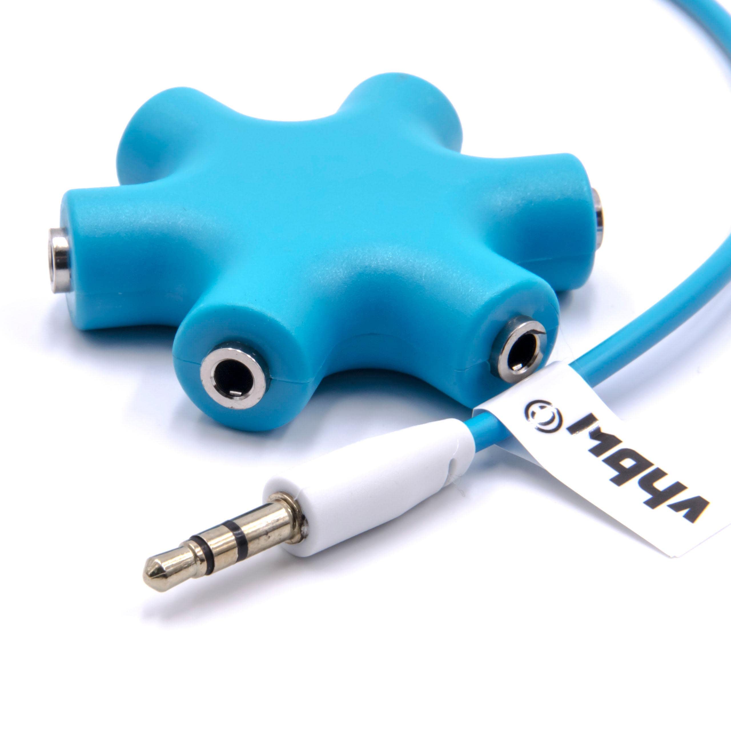 vhbw Splitter Audio 6 Uscite Jack 3,5 mm Blu