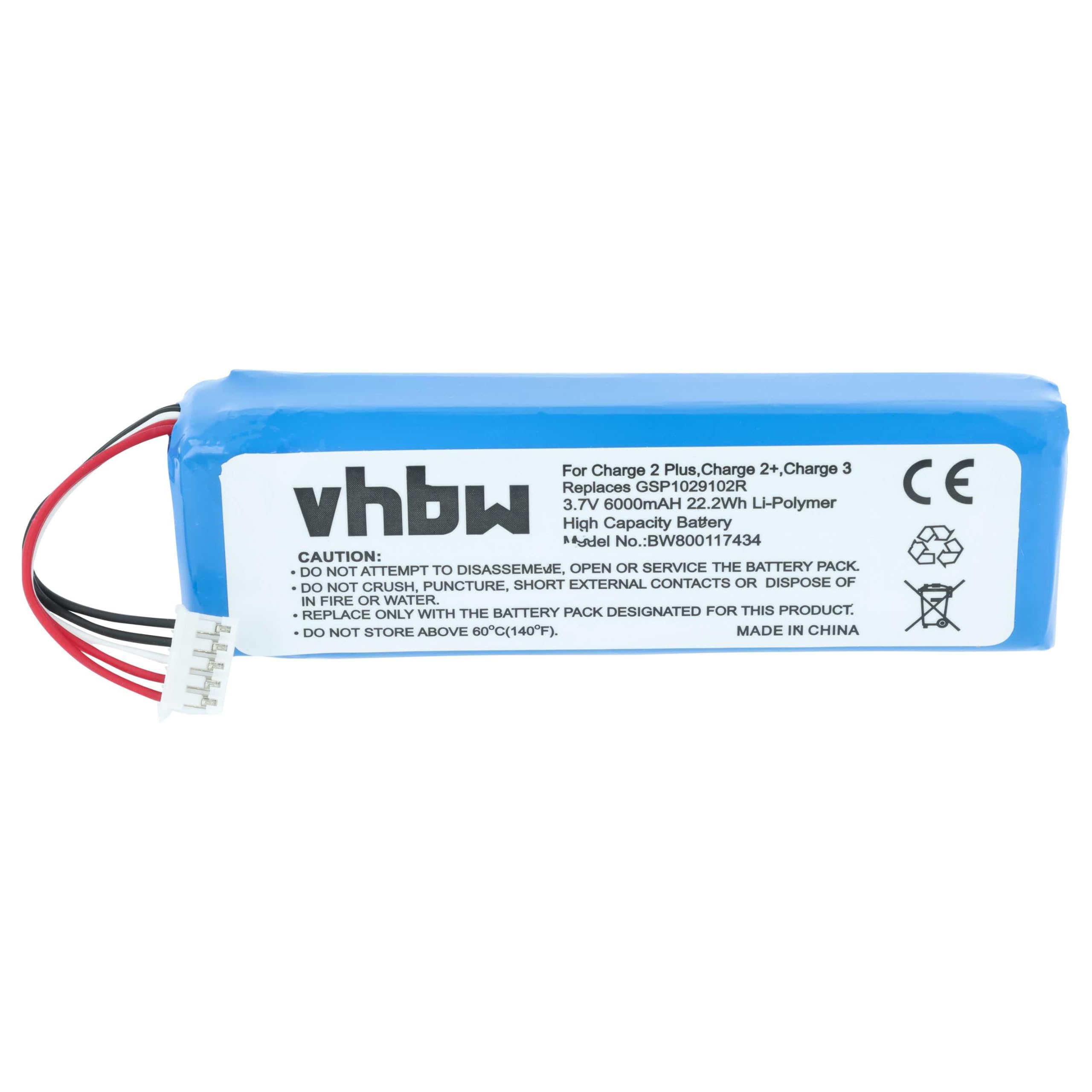 vhbw Batteria Cassa Bluetooth 6000mAh per JBL Charge 3 Li-Poly