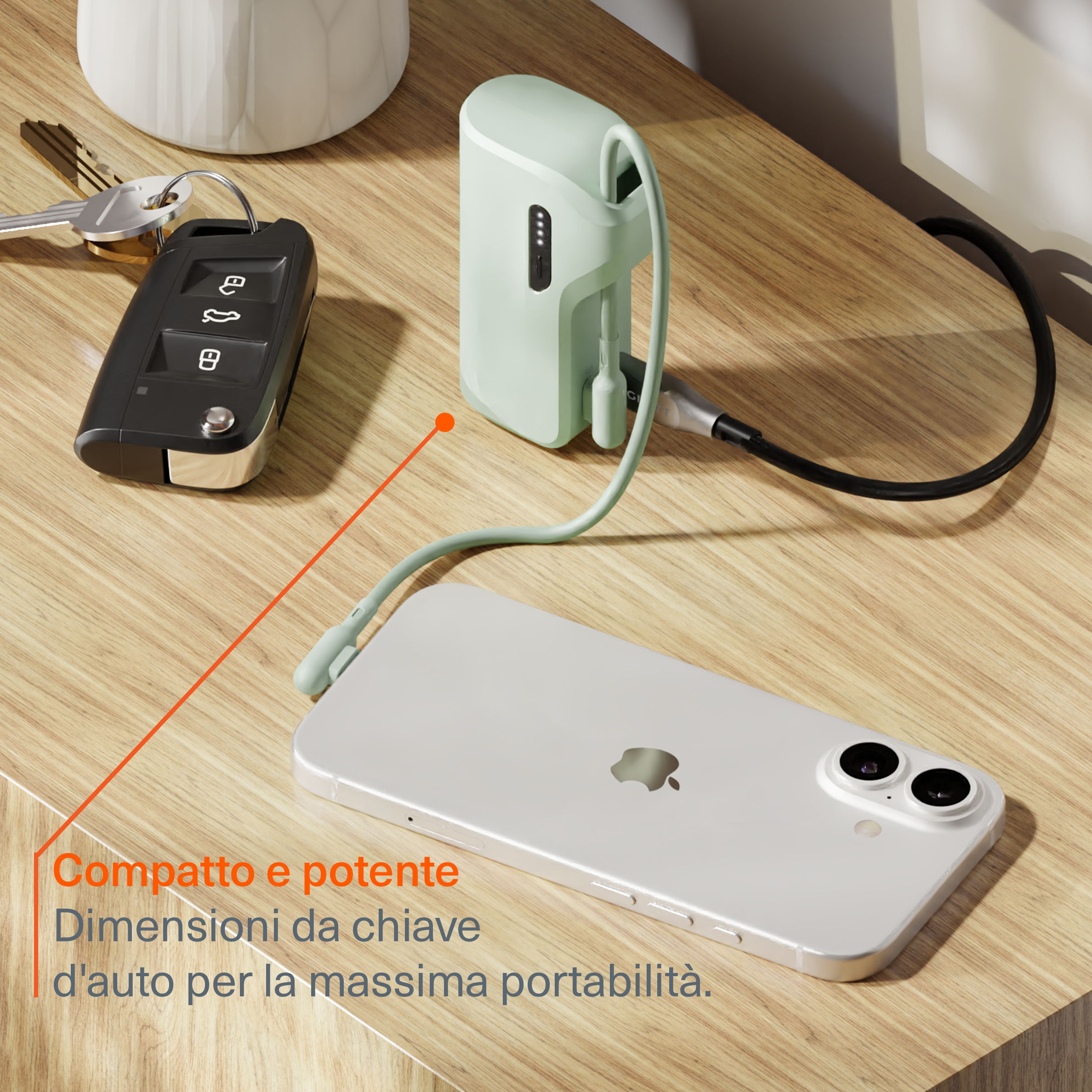 Cygnett Thumboost 5K power bank 5000mAh menta con cavo 20W