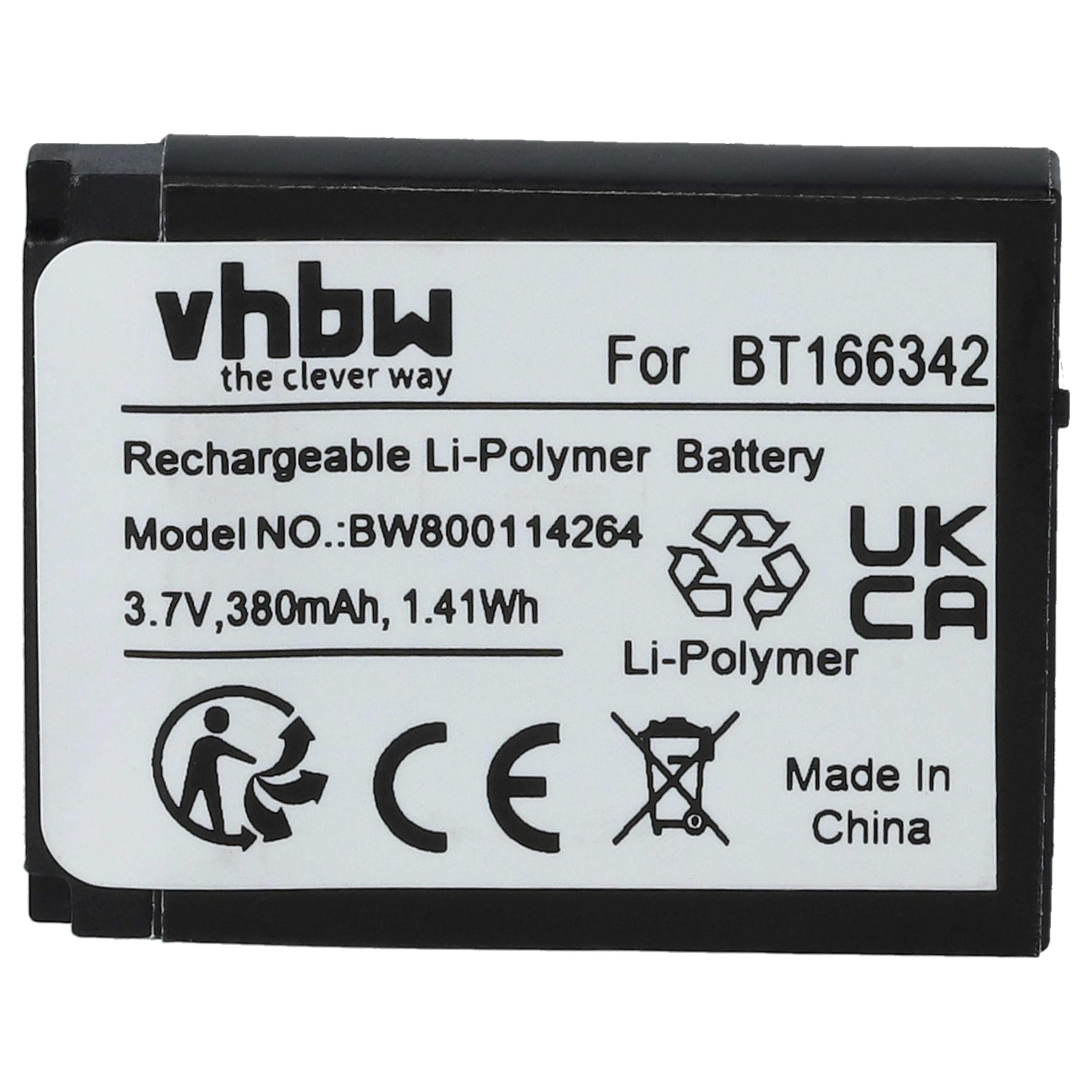 vhbw Batteria smartwatch 380mAh 3,7V per Simvalley PW-430