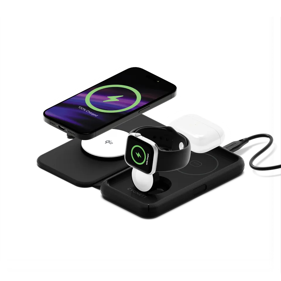 Cygnett MagTravel Caricatore Wireless Qi2.0 3-in-1 25W