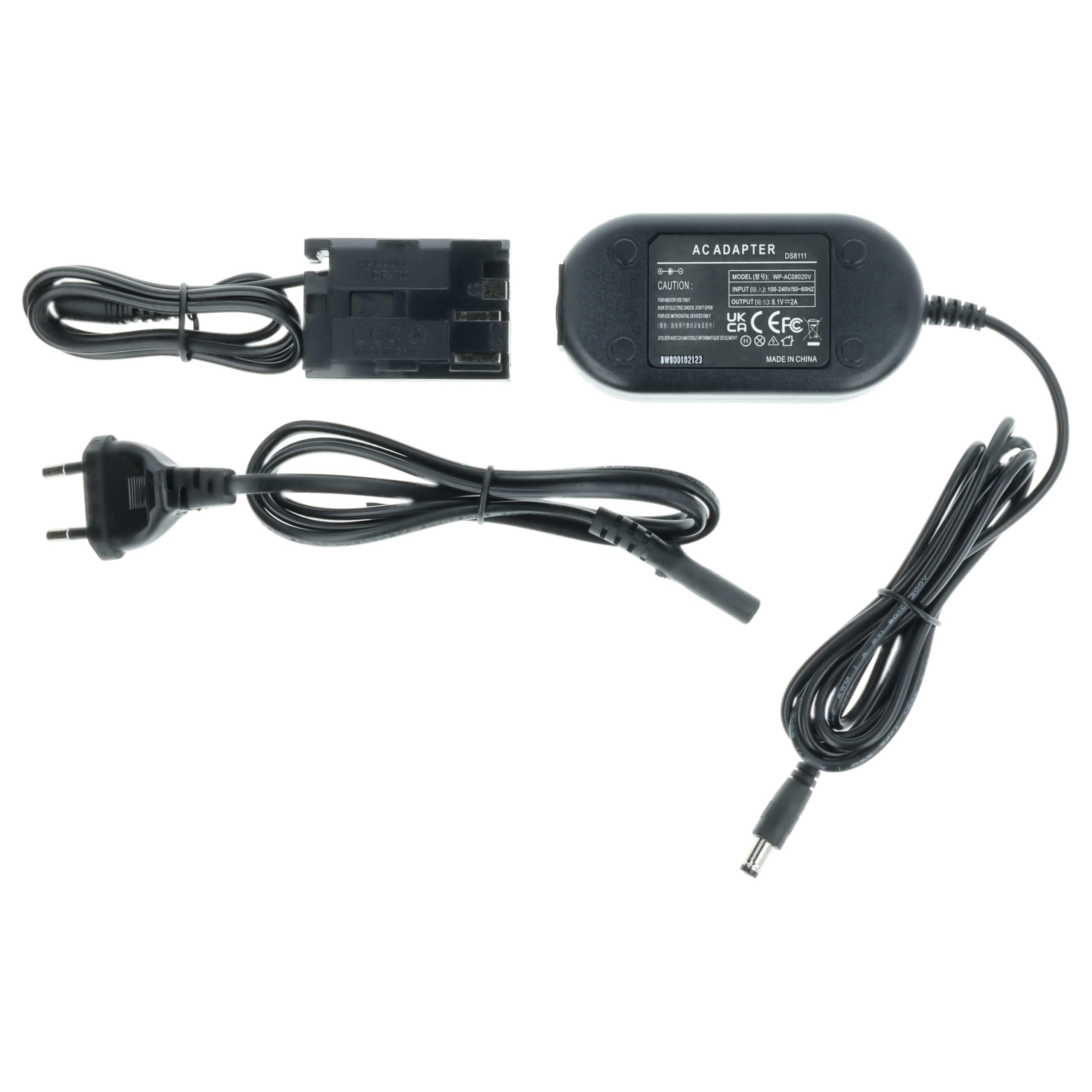 vhbw Alimentatore 2m + Accoppiatore DC per Canon EOS studio