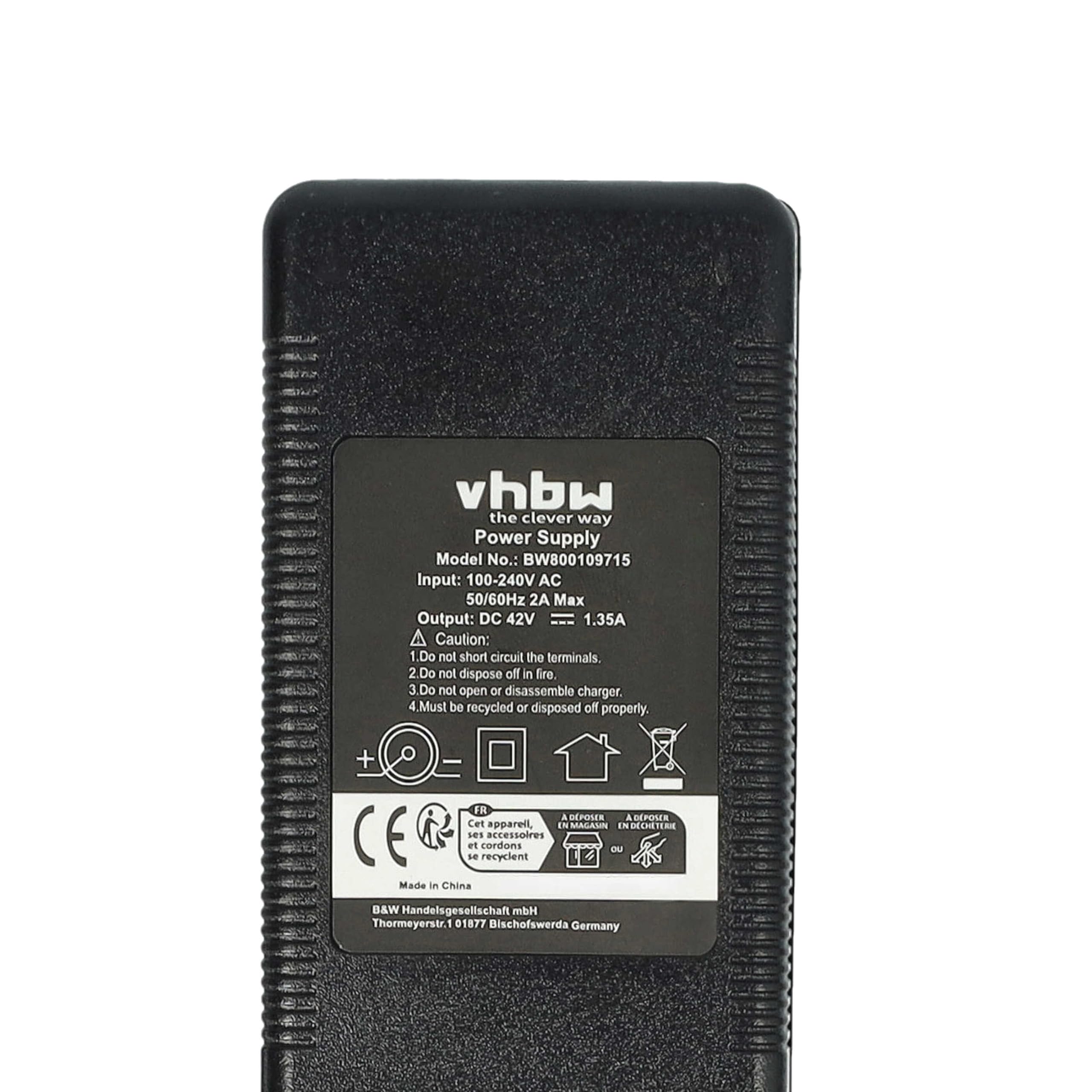 vhbw Caricabatterie per Bosch 1100 Connect Ebike 36V 60W
