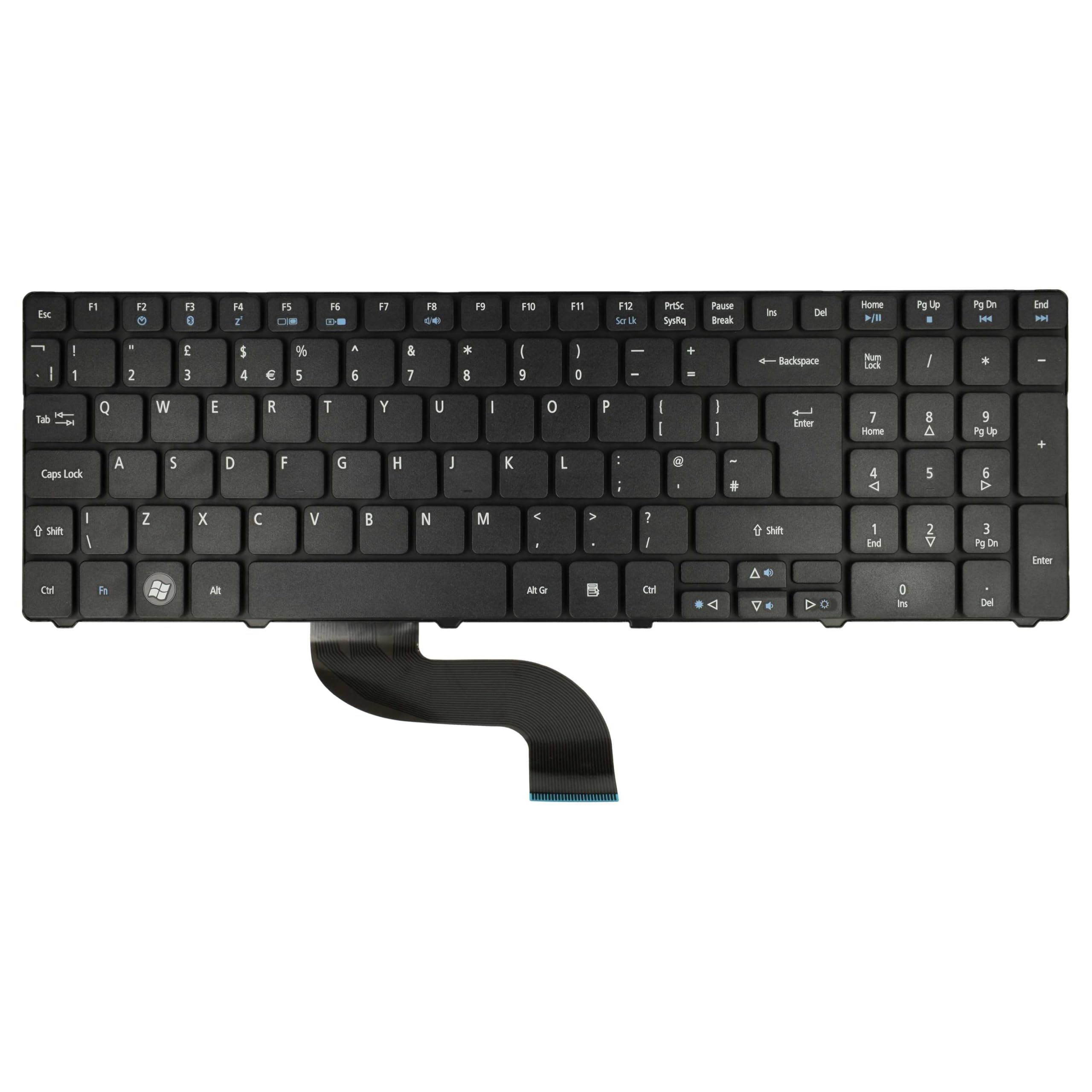 vhbw Tastiera QWERTY per Acer Aspire Nera con Tastierino