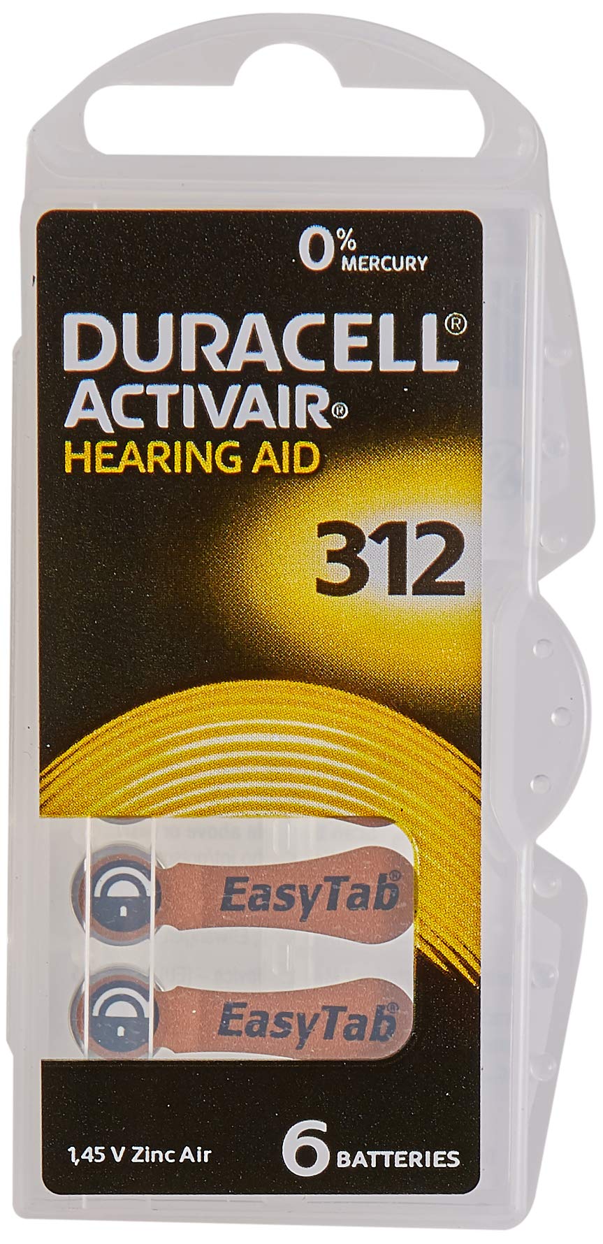 Duracell Easytab 312 Batterie Apparecchi Acustici 60 Pezzi Zinco-Aria