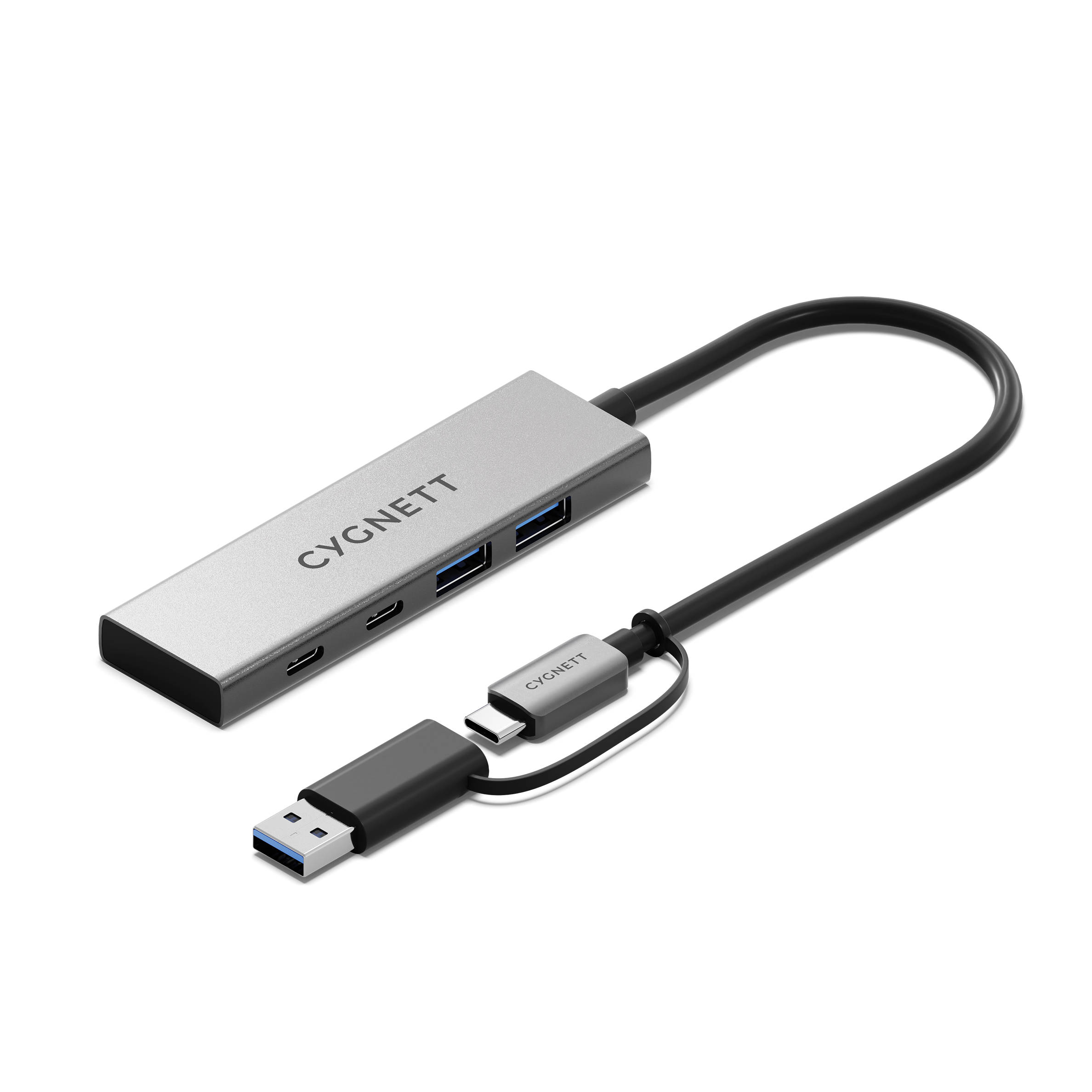 Cygnett Hub USB-C 4 in 1 USB-A USB-C alluminio