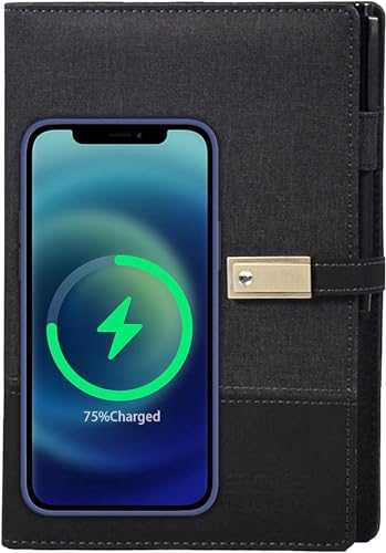 Leicke Taccuino A5 Pelle con Power Bank 8000mAh Ricarica Qi