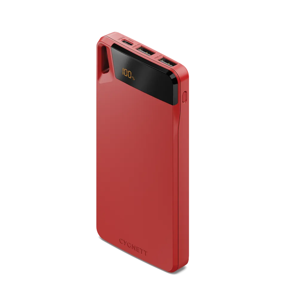 Cygnett ChargeUp Boost Power Bank 10000mAh 15W Rosso display