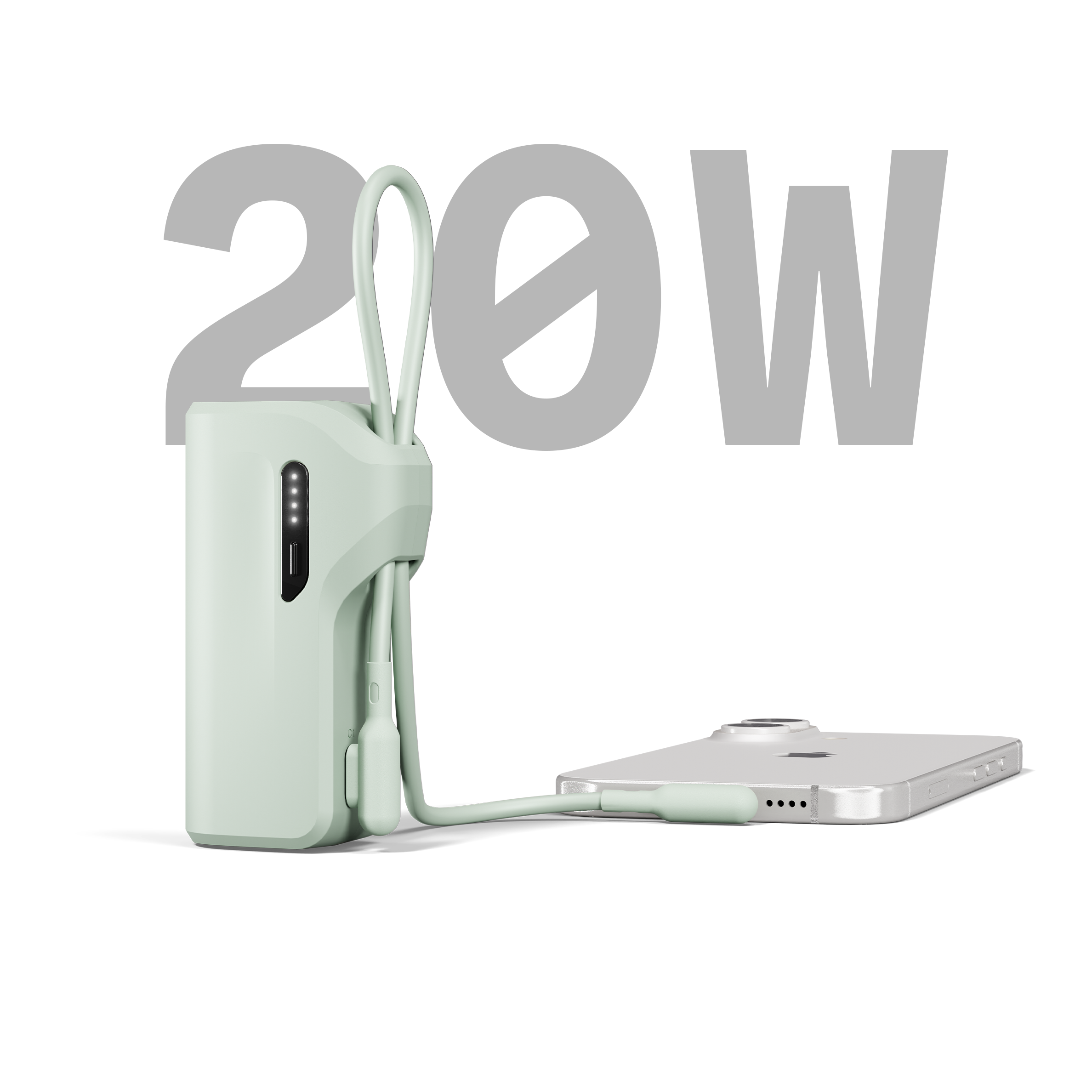 Cygnett Thumboost 5K power bank 5000mAh menta con cavo 20W