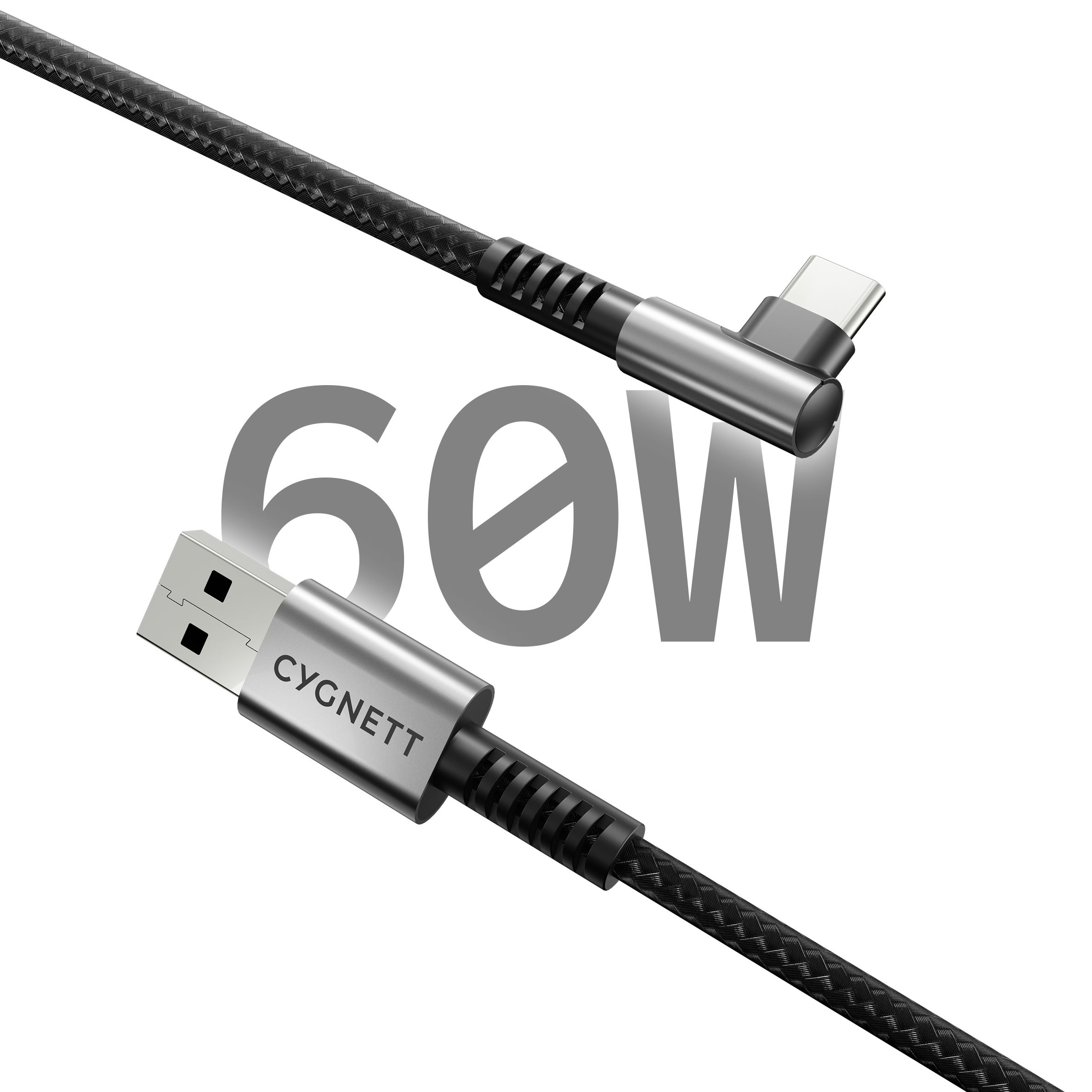 Cygnett Unite Cavo USB-C a USB-A 1m Angolo Retto Nero 60W