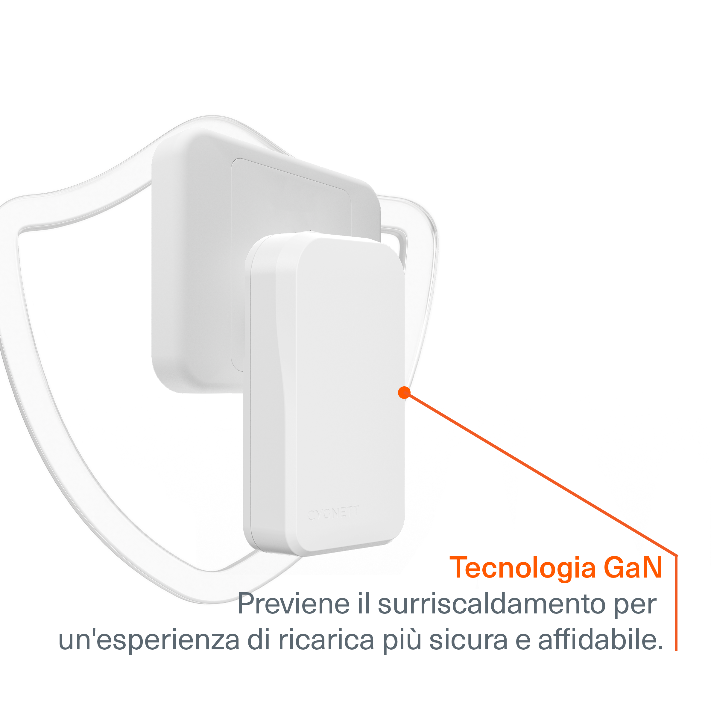 Cygnett ChargePlus Caricabatterie Muro GaN USB-C 45W Bianco 2 Porte