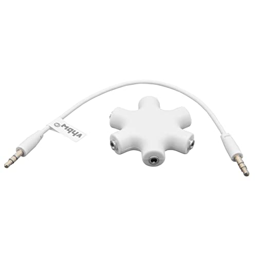 vhbw Splitter Audio 6 Uscite Jack 3,5mm Bianco con Cavo