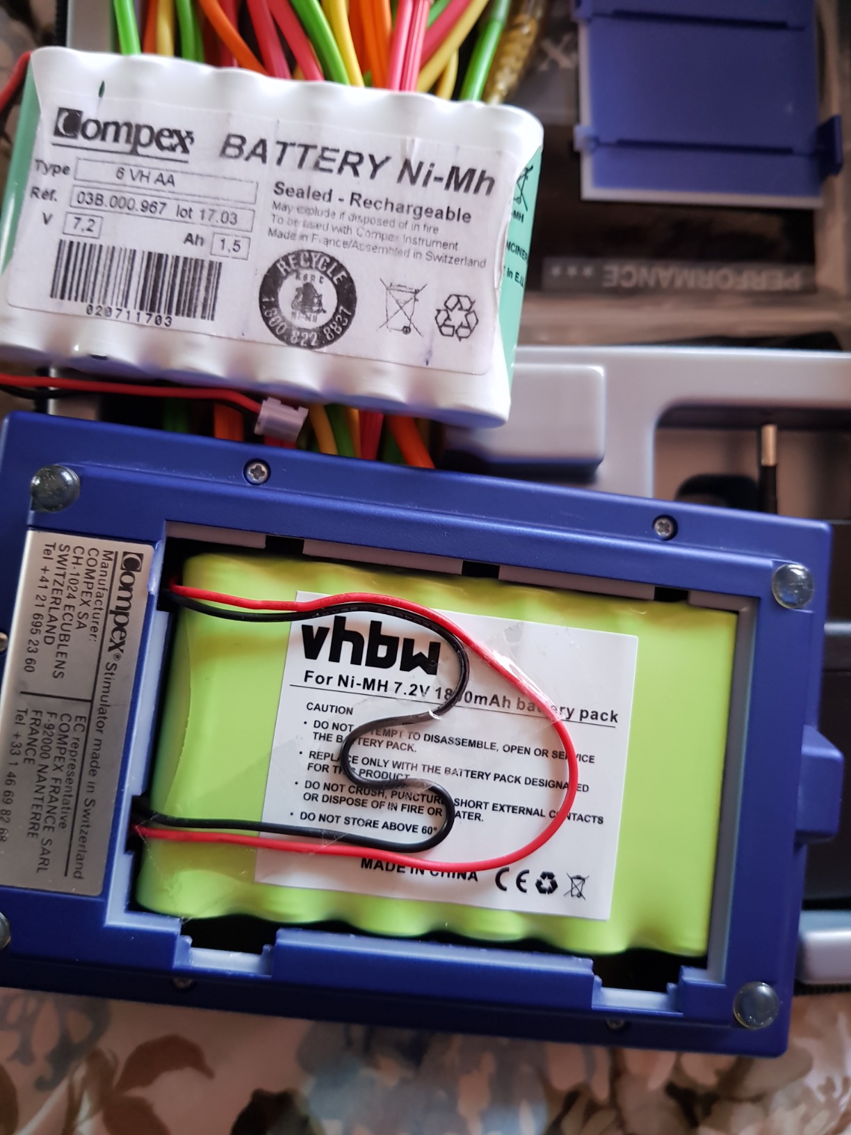 vhbw 1800mAh 7,2V batteria 1 pezzo per Compex