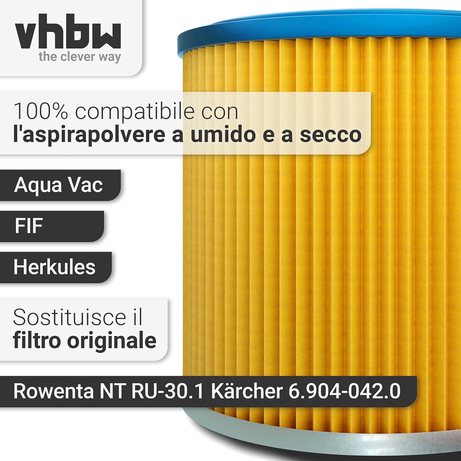 vhbw Filtro tondo lamelle Aqua Vac aspirapolvere 1 pezzo