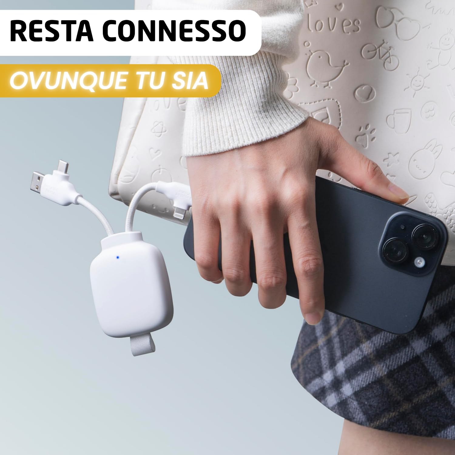 Xoopar Gamma Lite power bank 3000mAh gialla 4 in 1