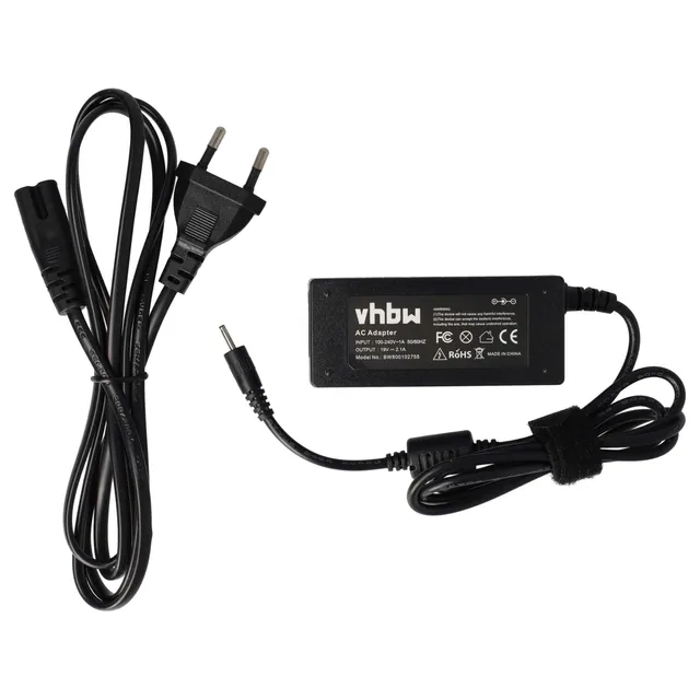 vhbw Alimentatore 40W 19V per Asus Eee PC Notebook 2,1A