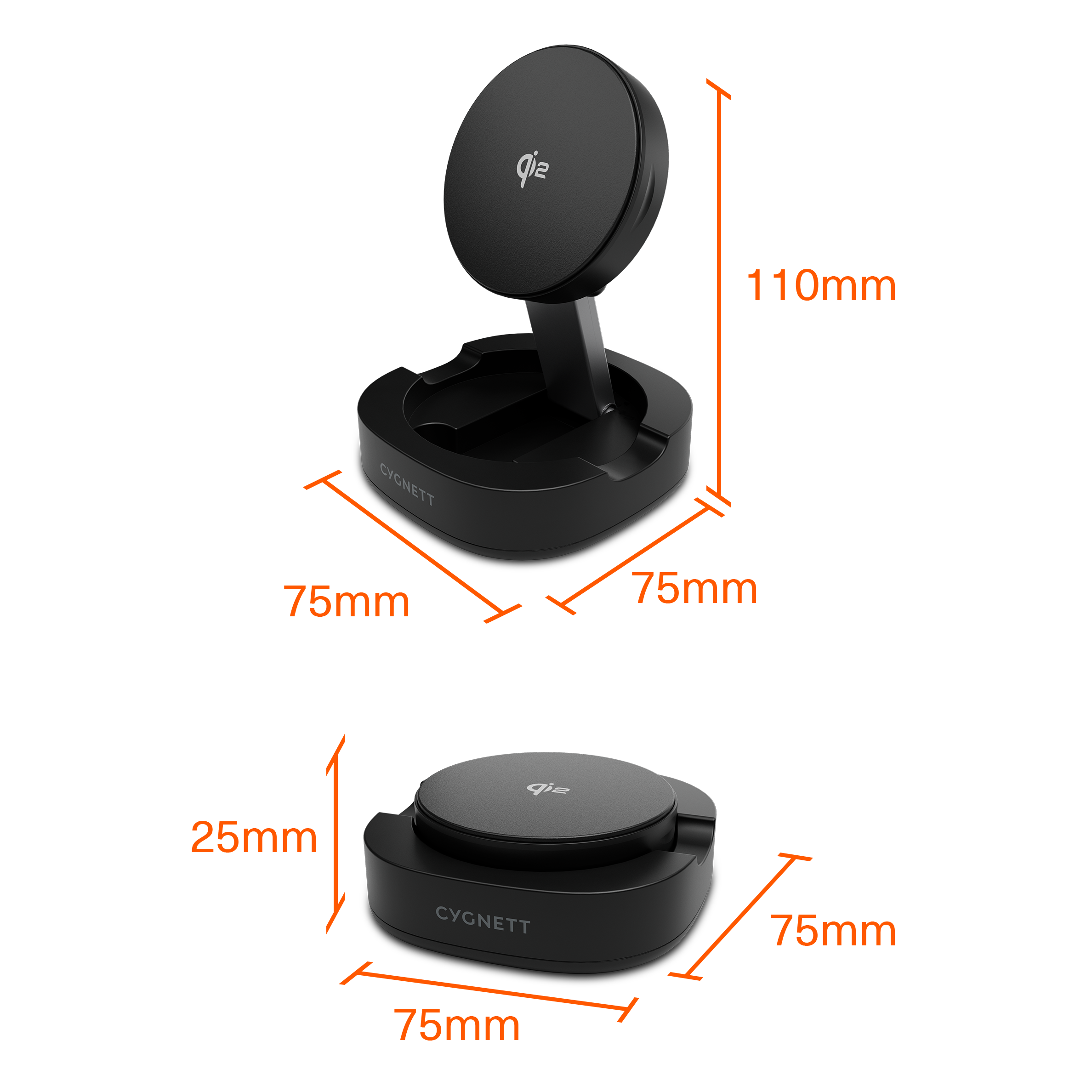 Cygnett ChargeBase Qi2 Caricatore Wireless Pieghevole 15W Nero