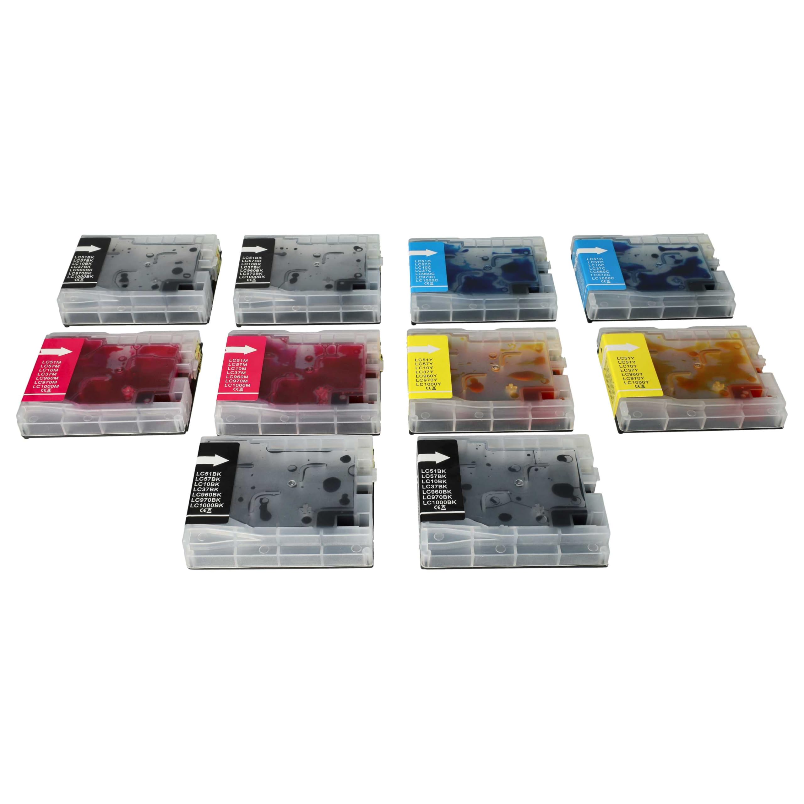 vhbw Cartucce stampante LC-970 LC-1000 10 pezzi per Brother