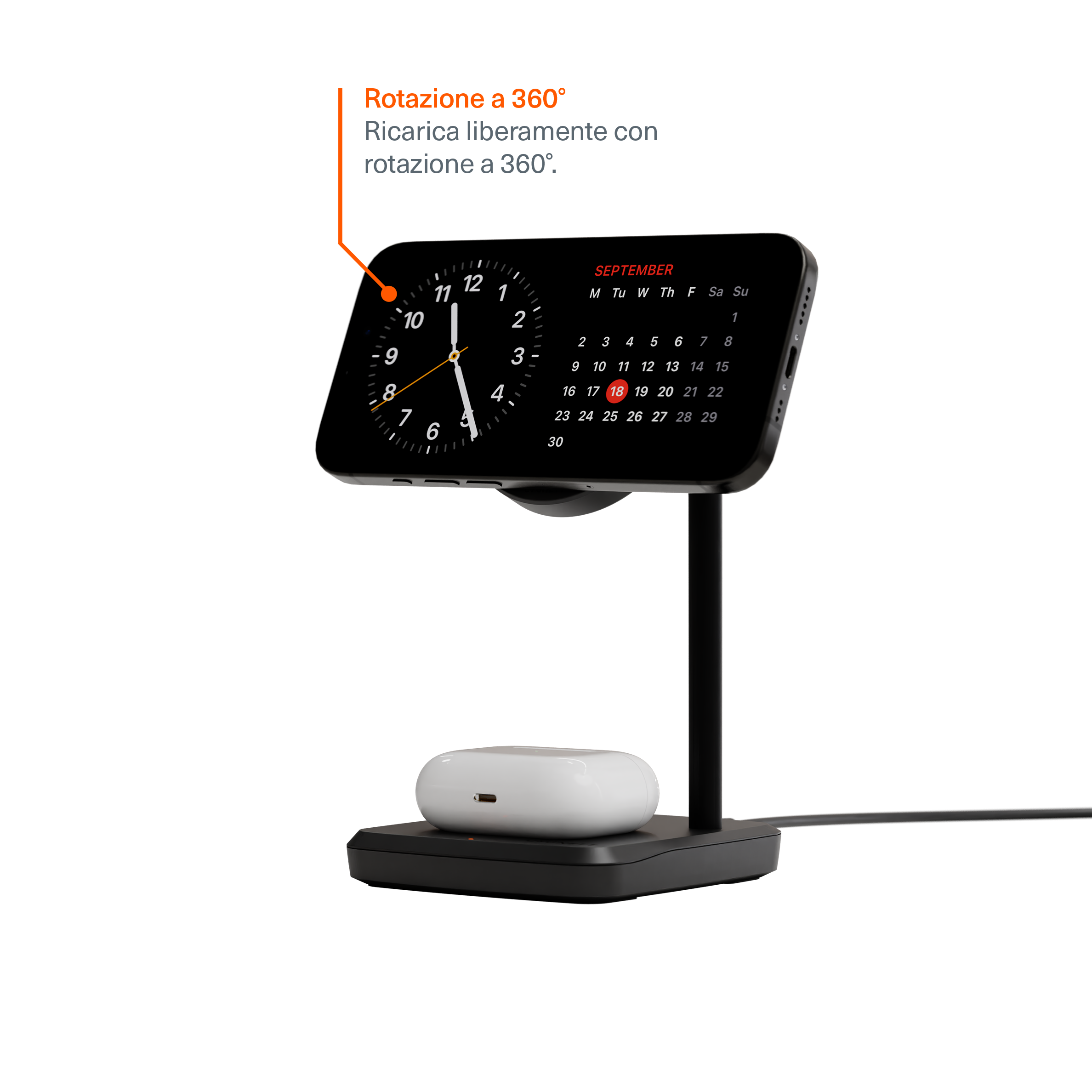Cygnett ChargeBase Caricatore Wireless Magnetico 2in1 Qi2 15W