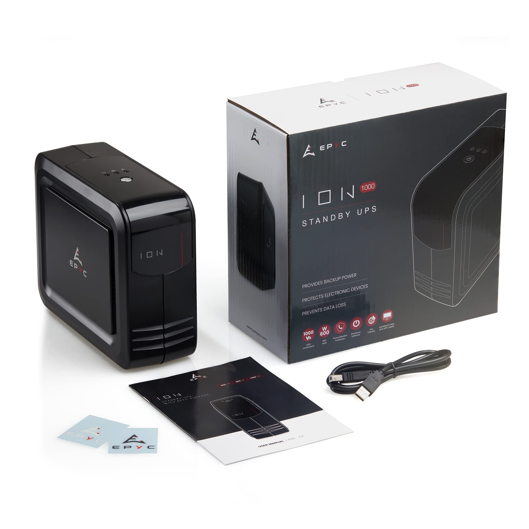 EPYC ION 1000VA/600W UPS 3 prese per PC e console
