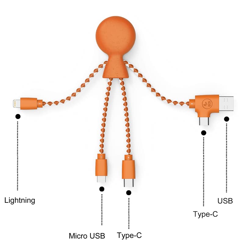 Xoopar Mr Bio cavo USB 4 in 1 arancione 15 cm