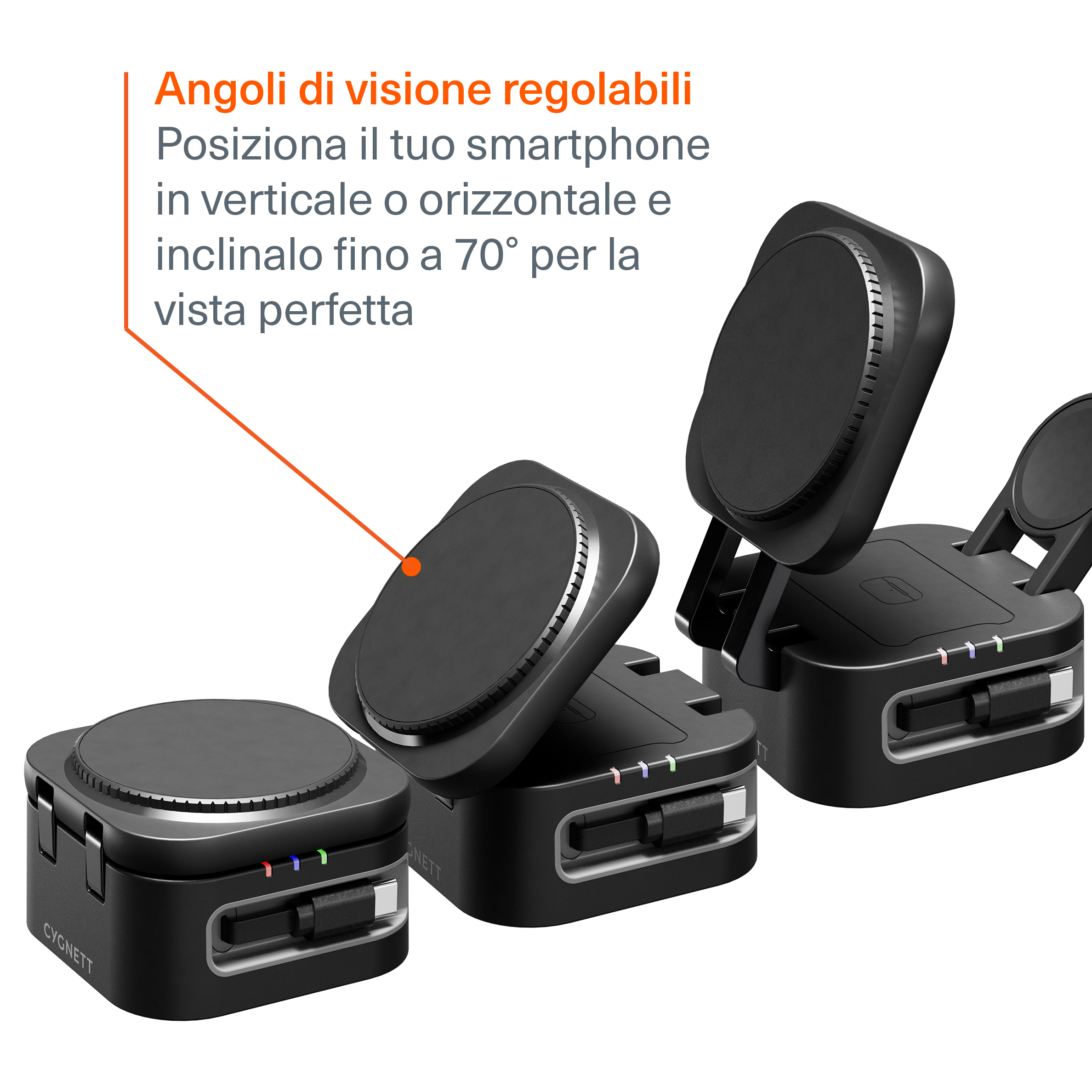 Cygnett MagStand Caricatore Wireless 3-in-1 Nero 15W